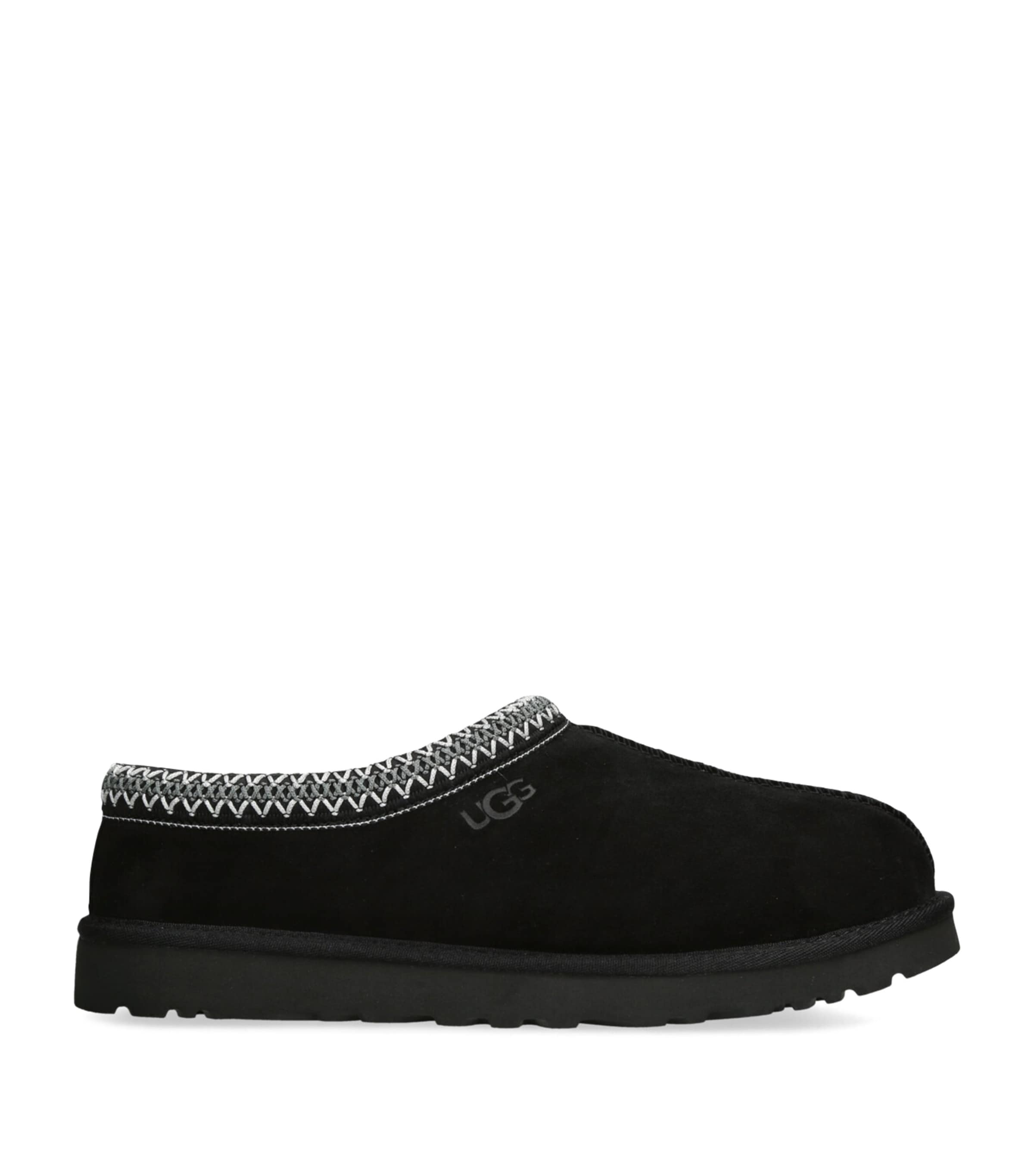 Ugg Black Suede Slip-on Sneakers With Zigzag Stitch Detail In Black