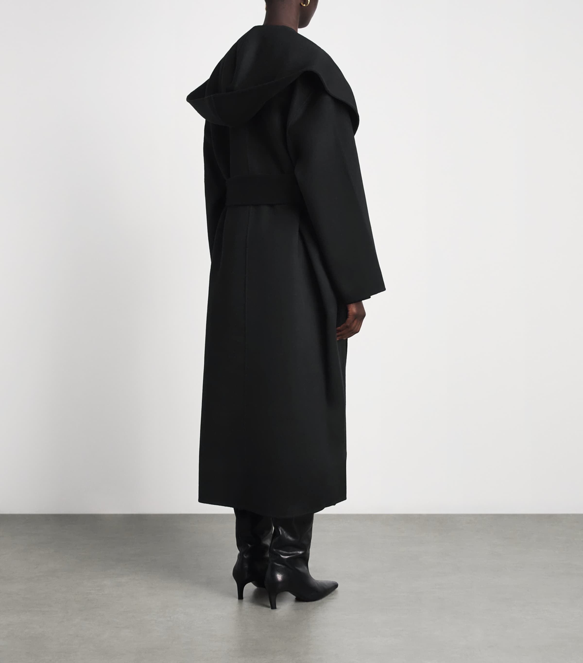 Toteme Black Wool Hooded Coat | Harrods US