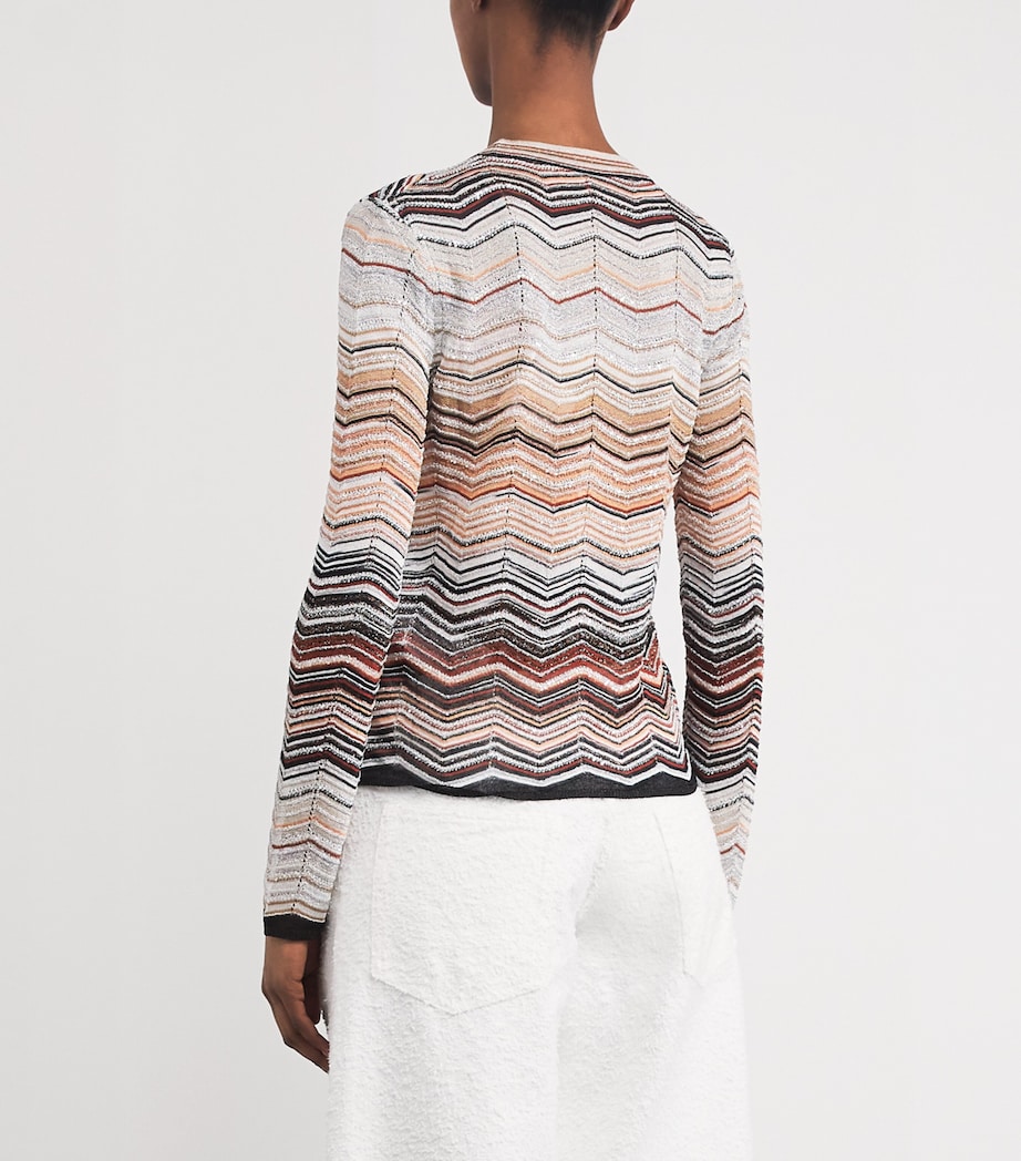 Embellished Zigzag Cardigan SM9ZV RED/BEIGE TONE Image 4