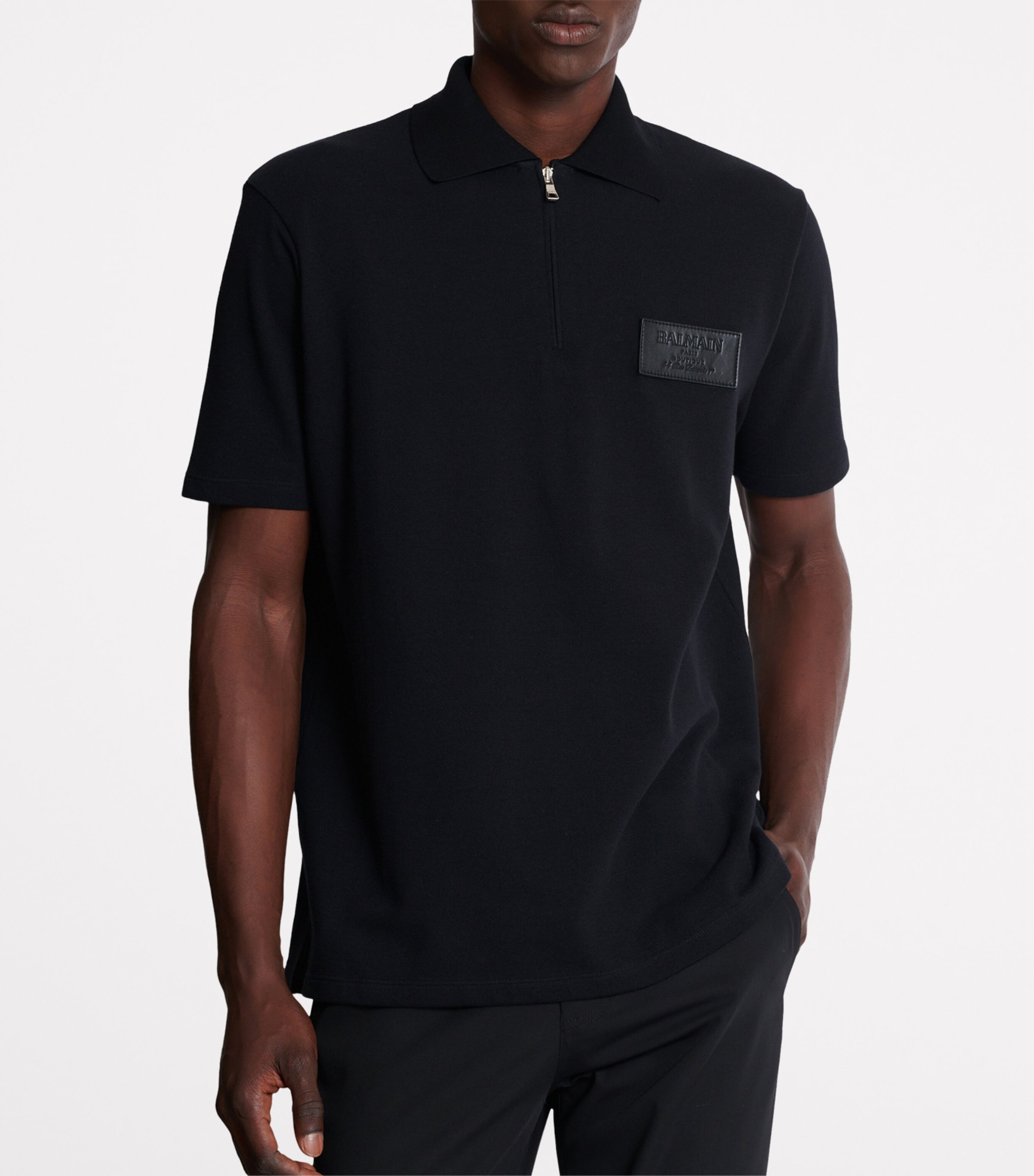 Leather Logo Polo Shirt 0PA NOIR Image 6