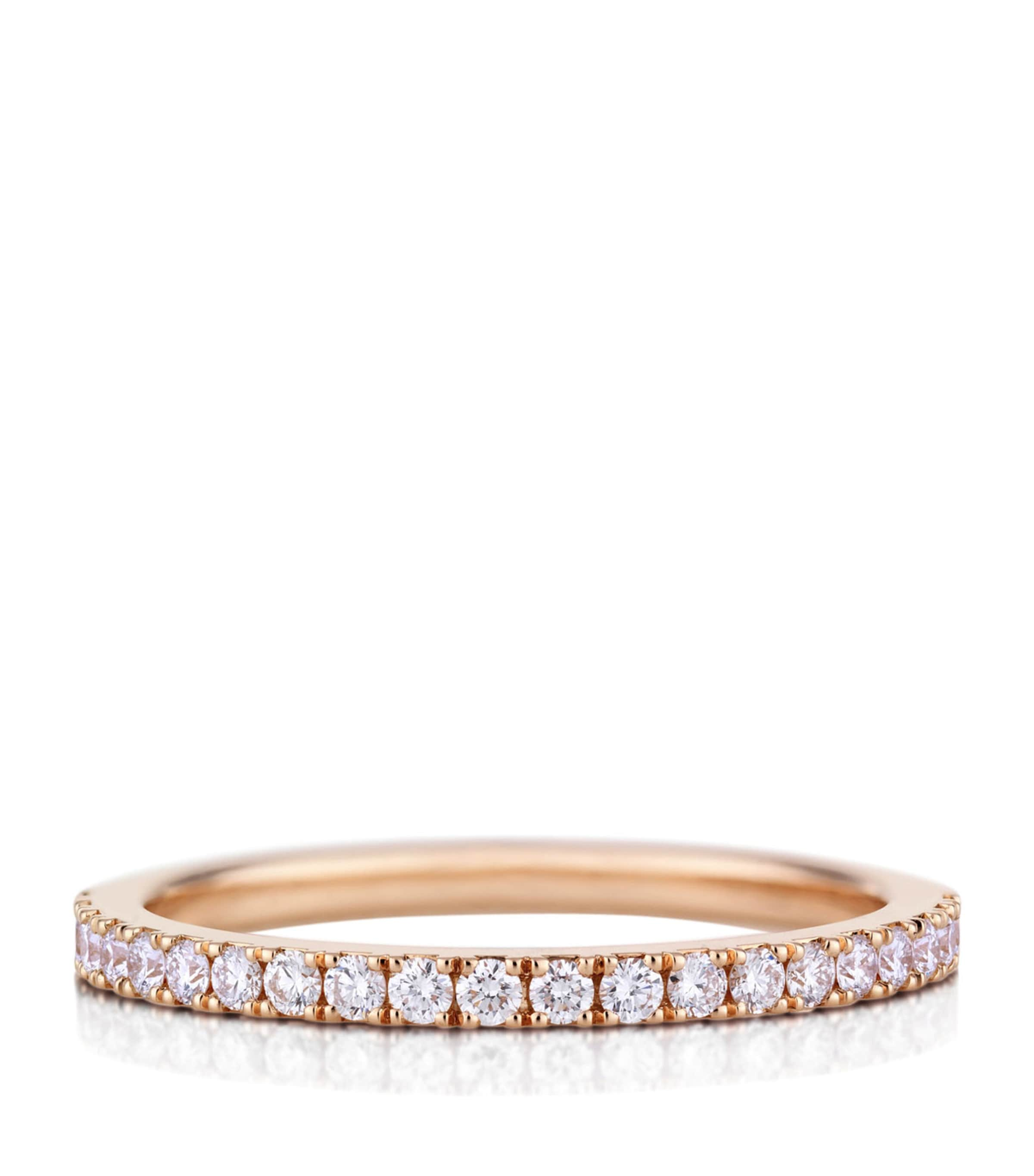 Shop De Beers Rose Gold Half Pavé Diamond Classic Band