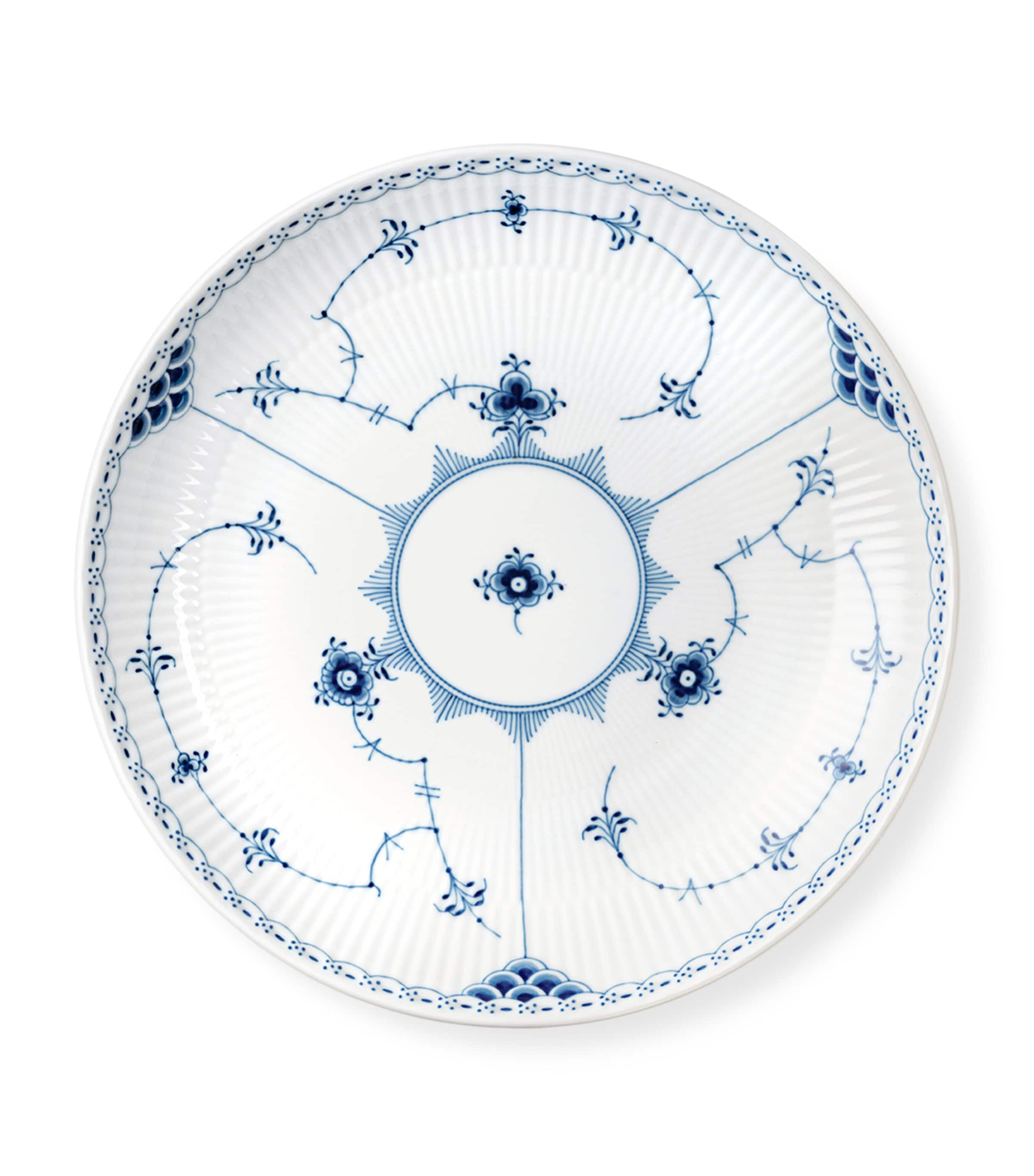 Royal Copenhagen Blue Fluted Half Lace Shallow Bowl In Blue