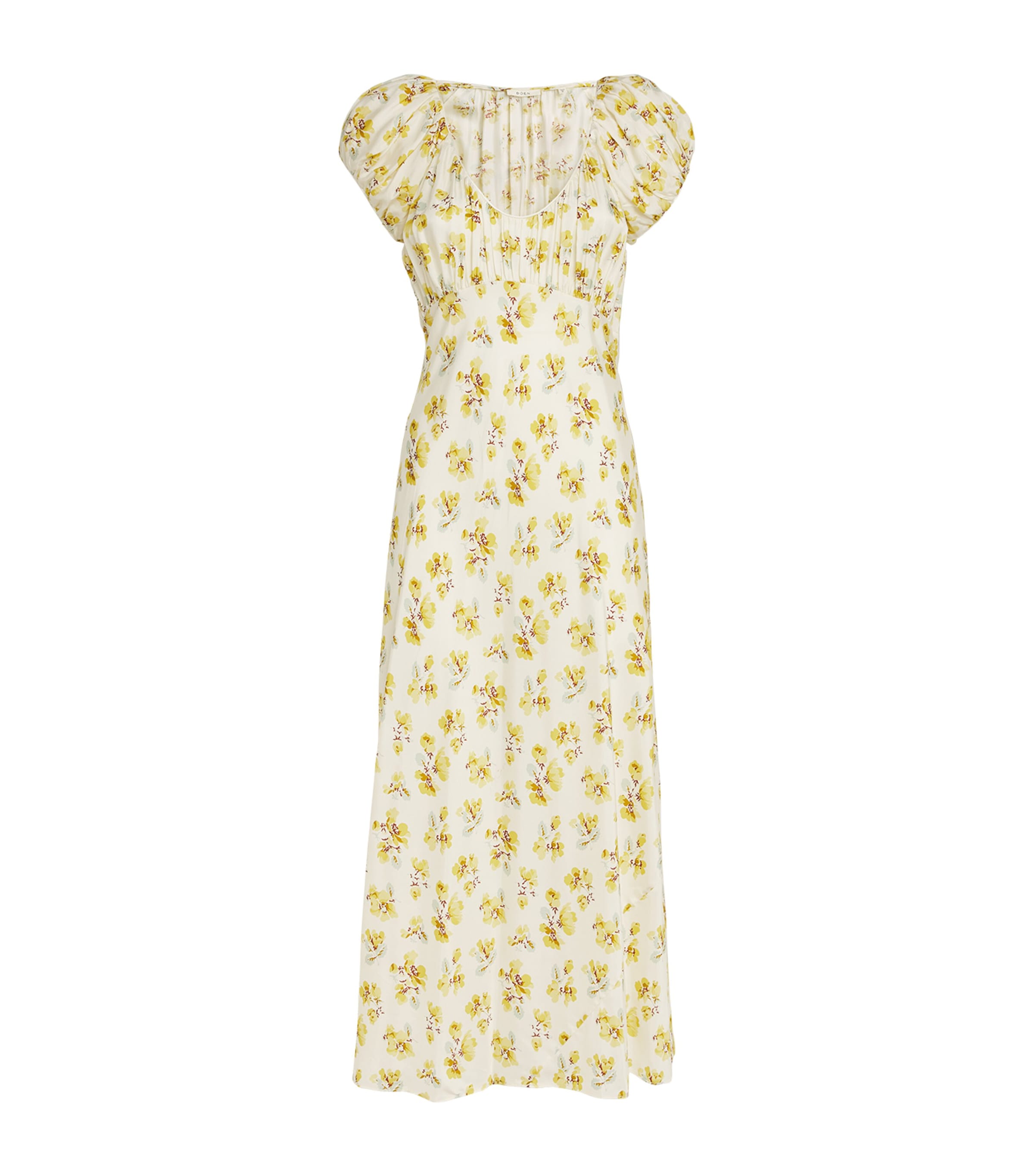 DOEN SILK-VISCOSE GOLD FROLICKING FLORAL FLORENCIA DRESS
