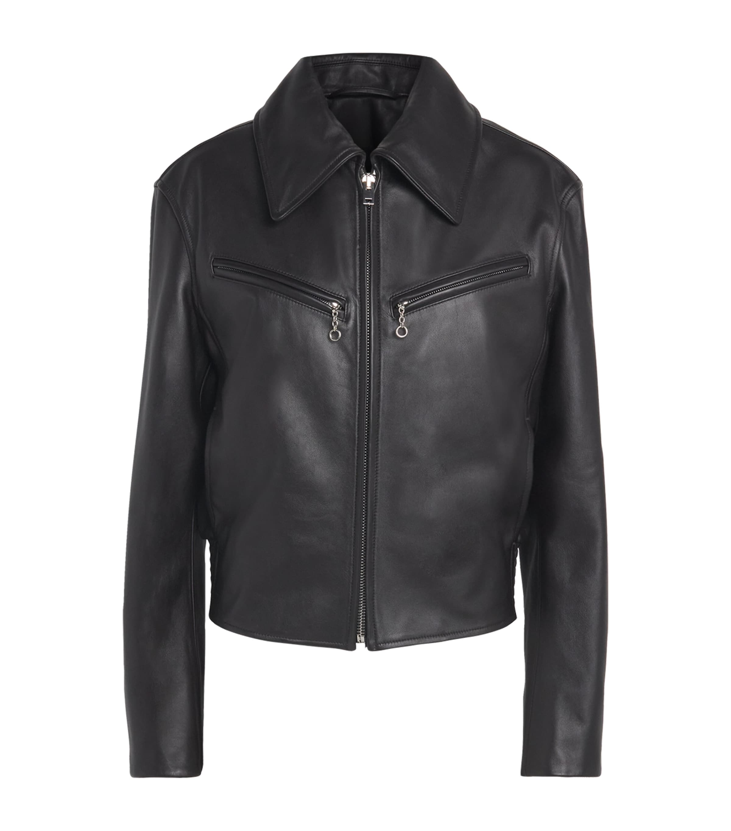 Lemaire Brown Boxy Leather Blouson Jacket In Black