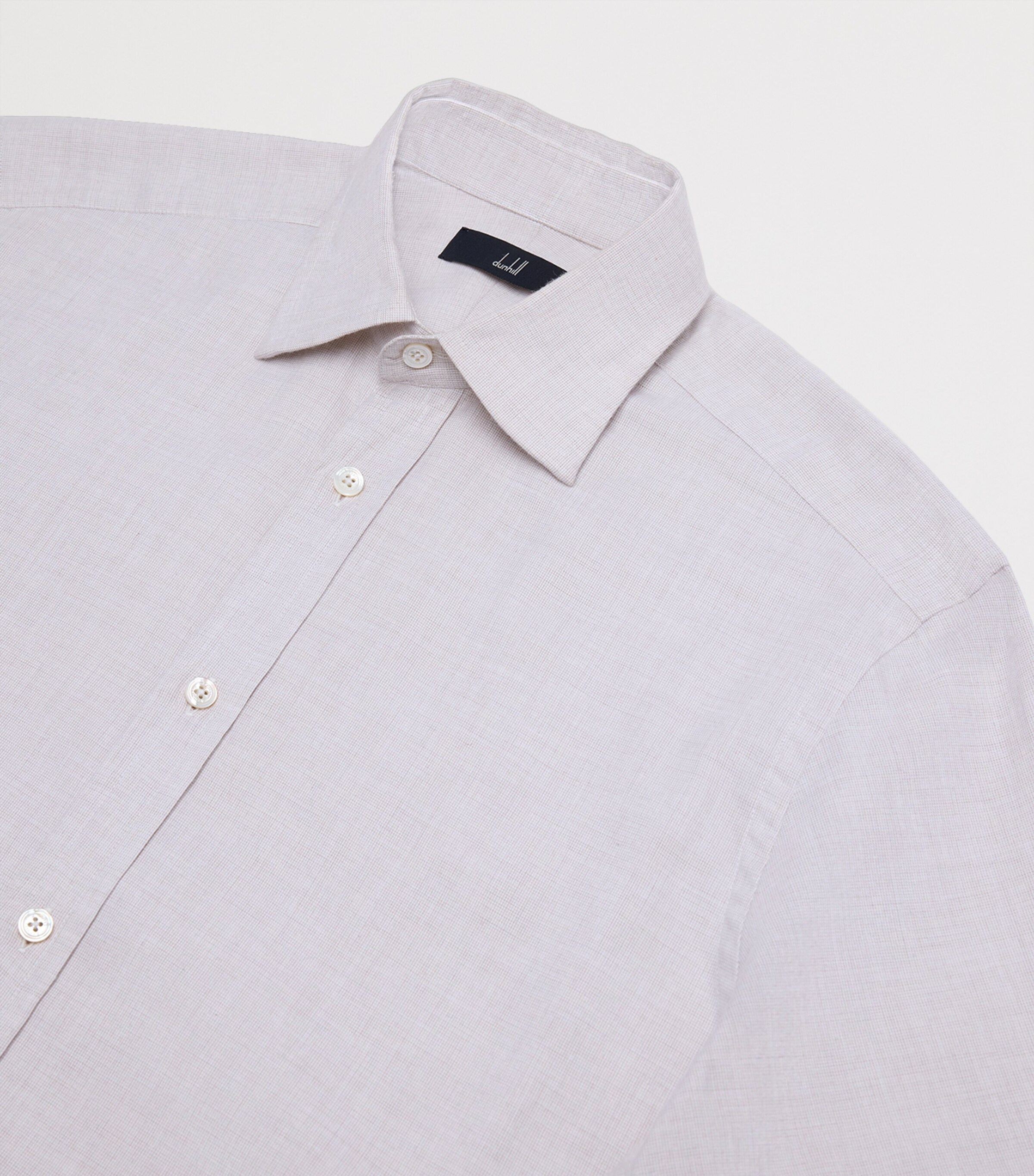 Dunhill Mens Cotton Micro-Check Shirt Brown Image 6