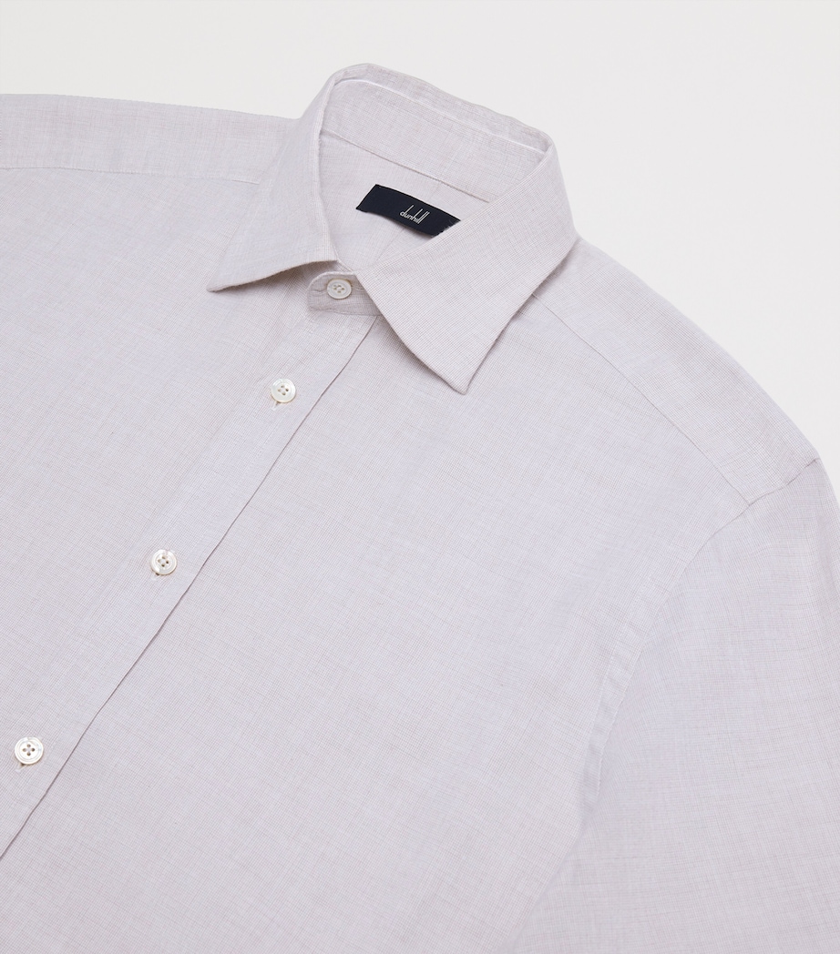 Dunhill Mens Cotton Micro-Check Shirt Brown Image 6