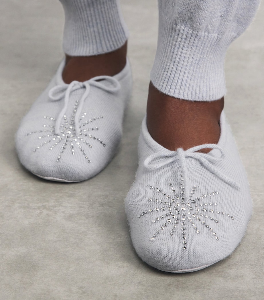 William Sharp Cashmere Embellished Dolly Slippers Blue Mist Blue Shade Image 4