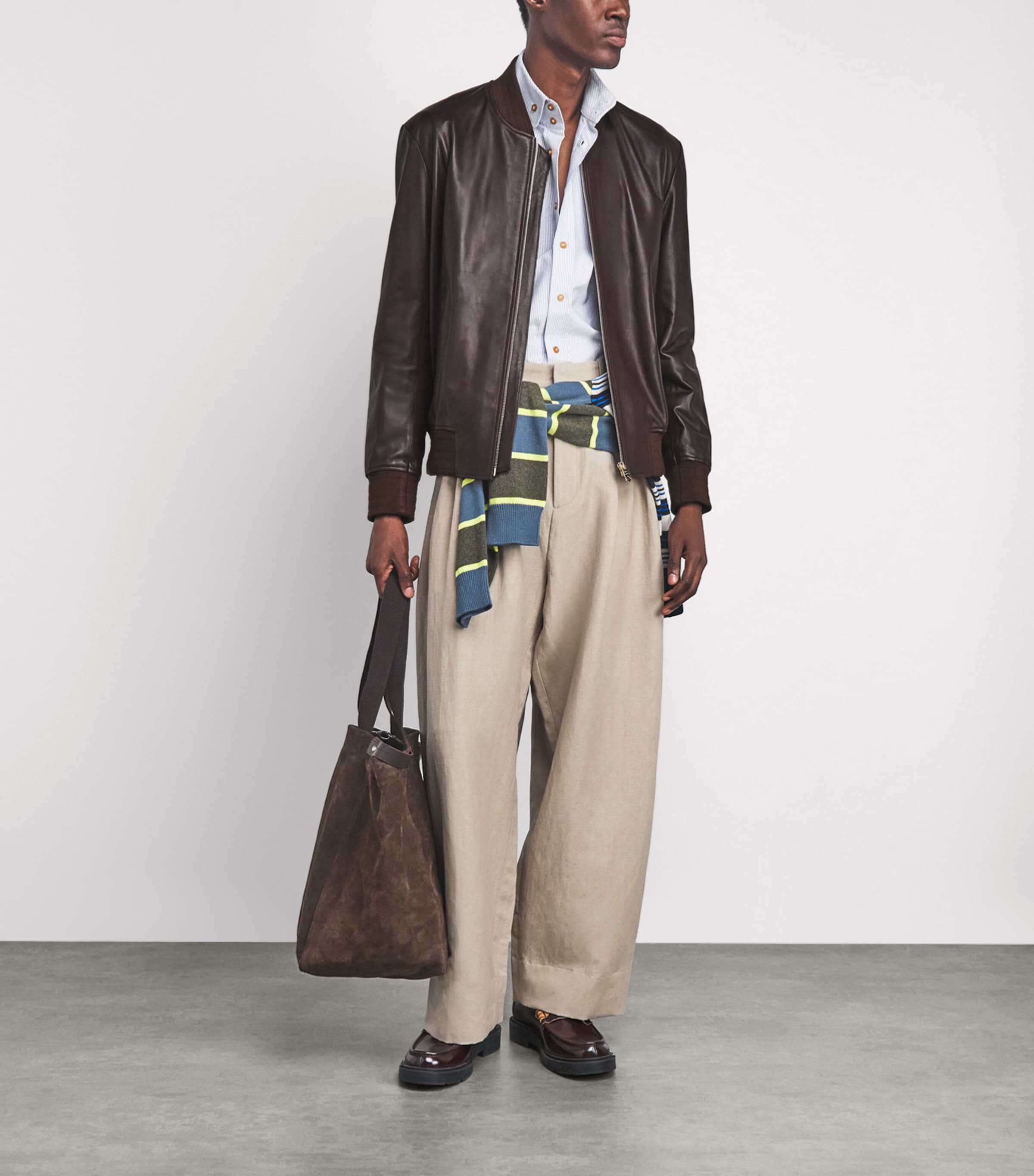Paul Smith Mens Leather Bomber Jacket Image 2