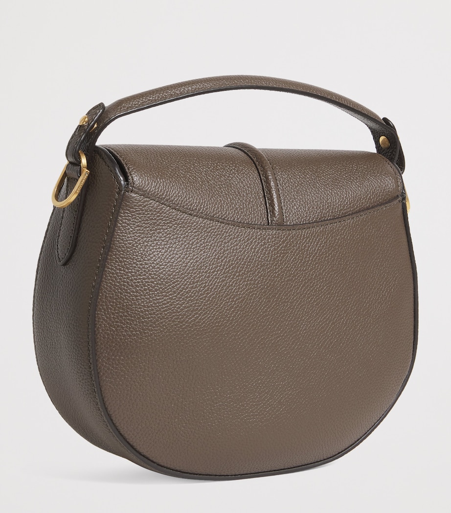Small Leather Siena Saddle Bag DEEP OLIVE Image 3