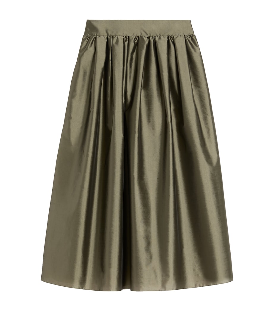 Max Mara Womens Organza Pleated Maxi Skirt Sage Green Image 1