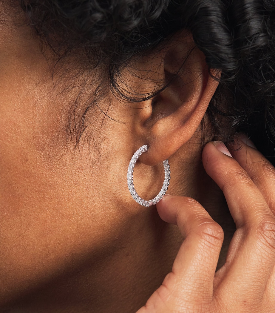 White Gold and Diamond Hoop Earrings (2.00ctw) WHITE GOLD Image 4