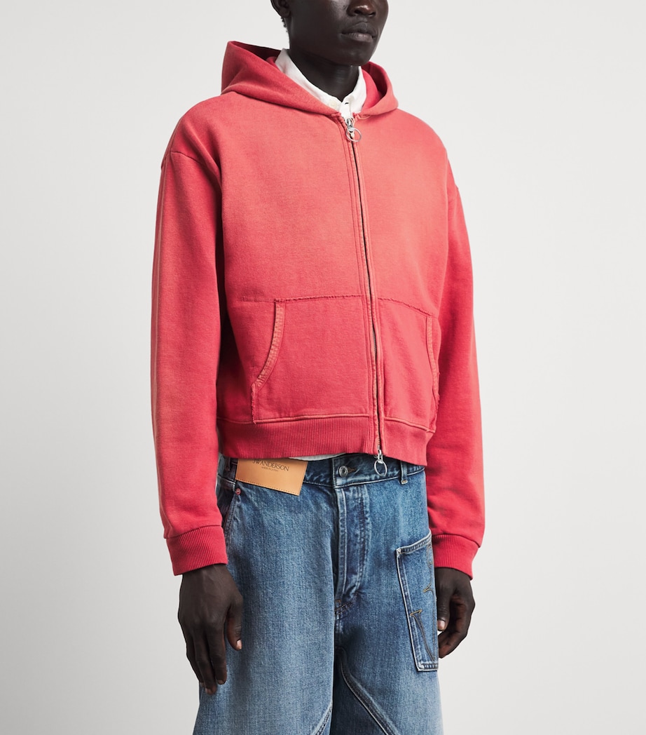 Kapital Mens Cotton Gym Parka Zip-Up Hoodie Red Image 4