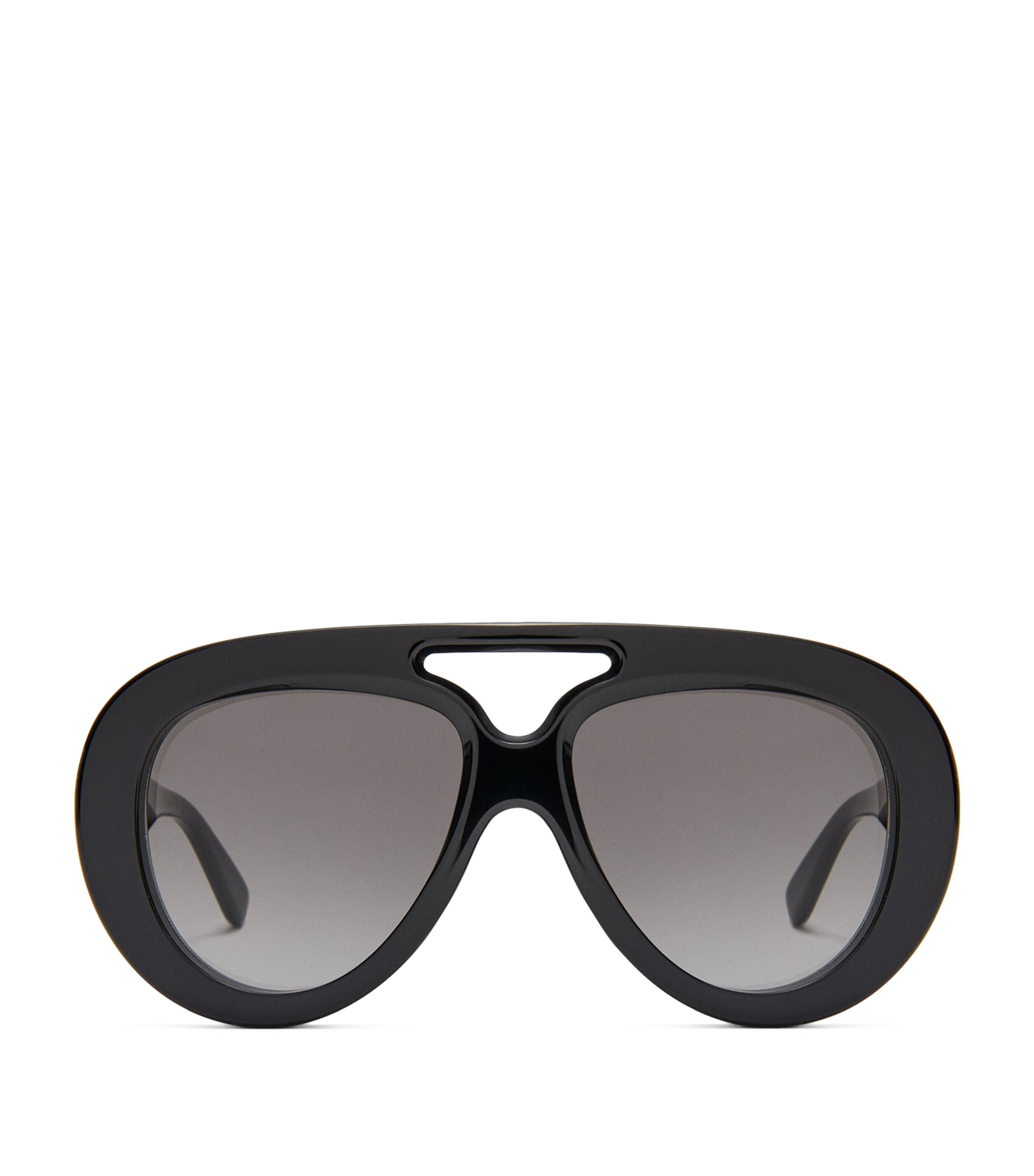 Loewe Round Spoiler Aviator Sunglasses In Black