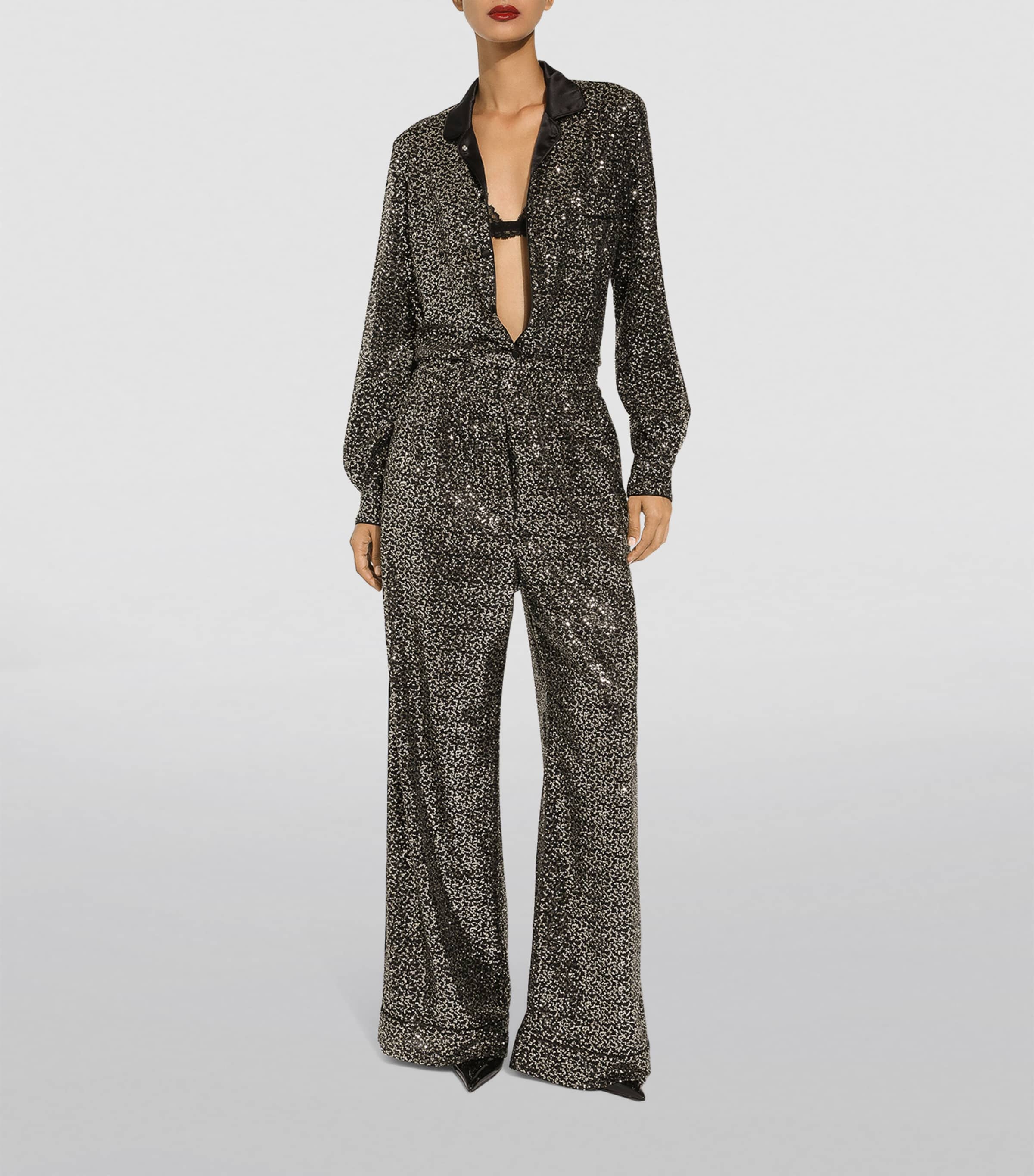 Sequinned Wide-Leg Trousers S8450-BICOLOUR Image 2