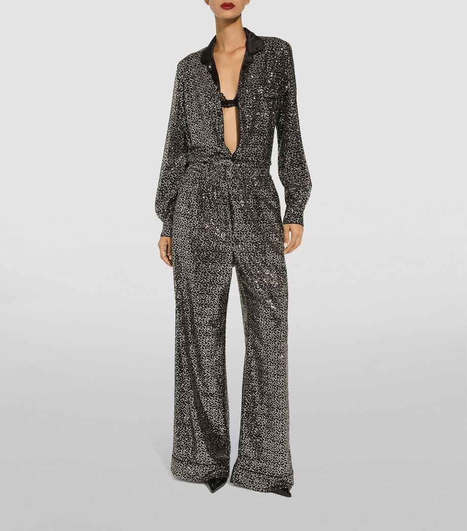 Sequinned Wide-Leg Trousers S8450-BICOLOUR Image 2