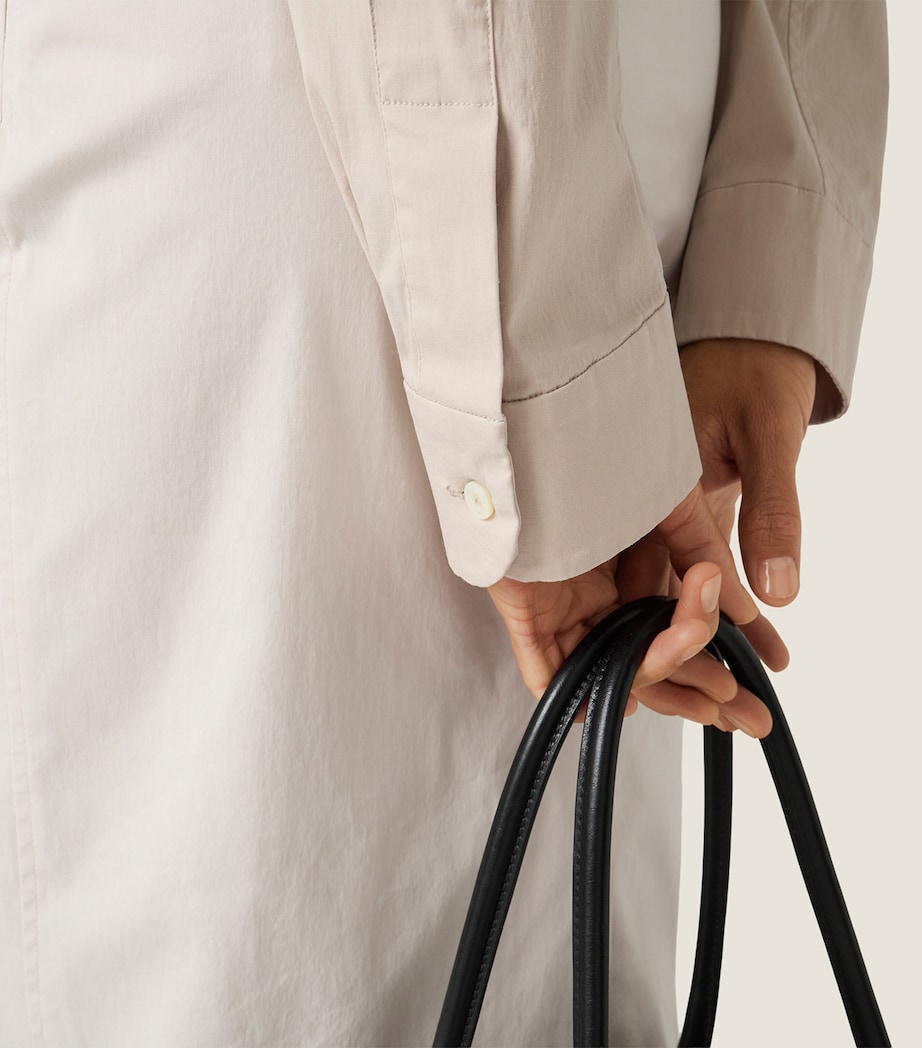 Miu Miu Womens Stretch-Poplin Shirt Neutral Image 4
