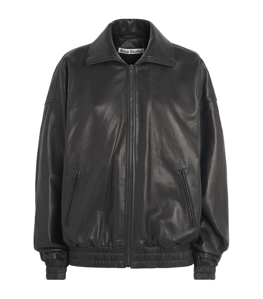 Acne Studios Womens Leather Bomber Jacket Black Image 1