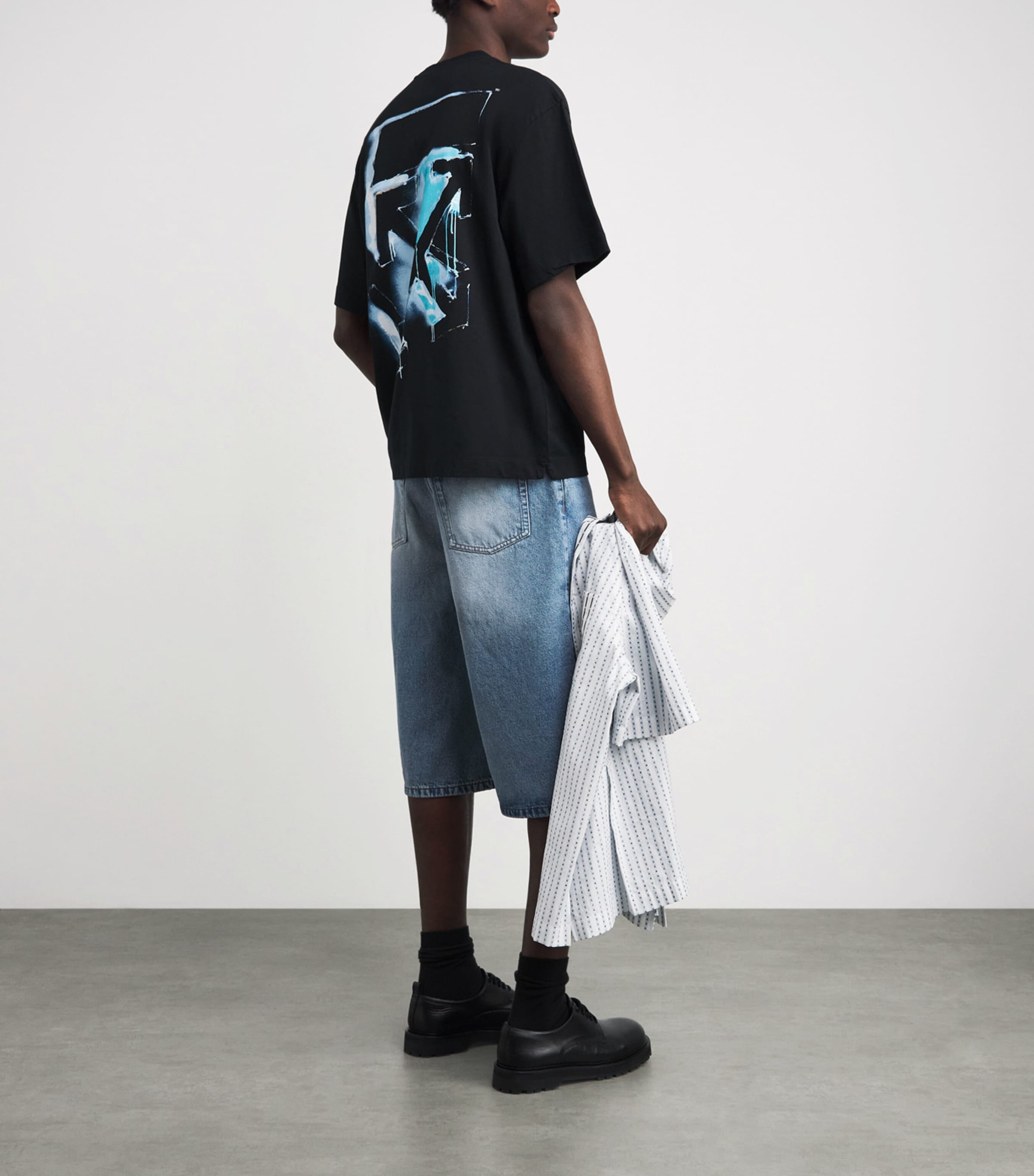 Off-White Mens Cotton Spray Arrow T-Shirt Black Image 2