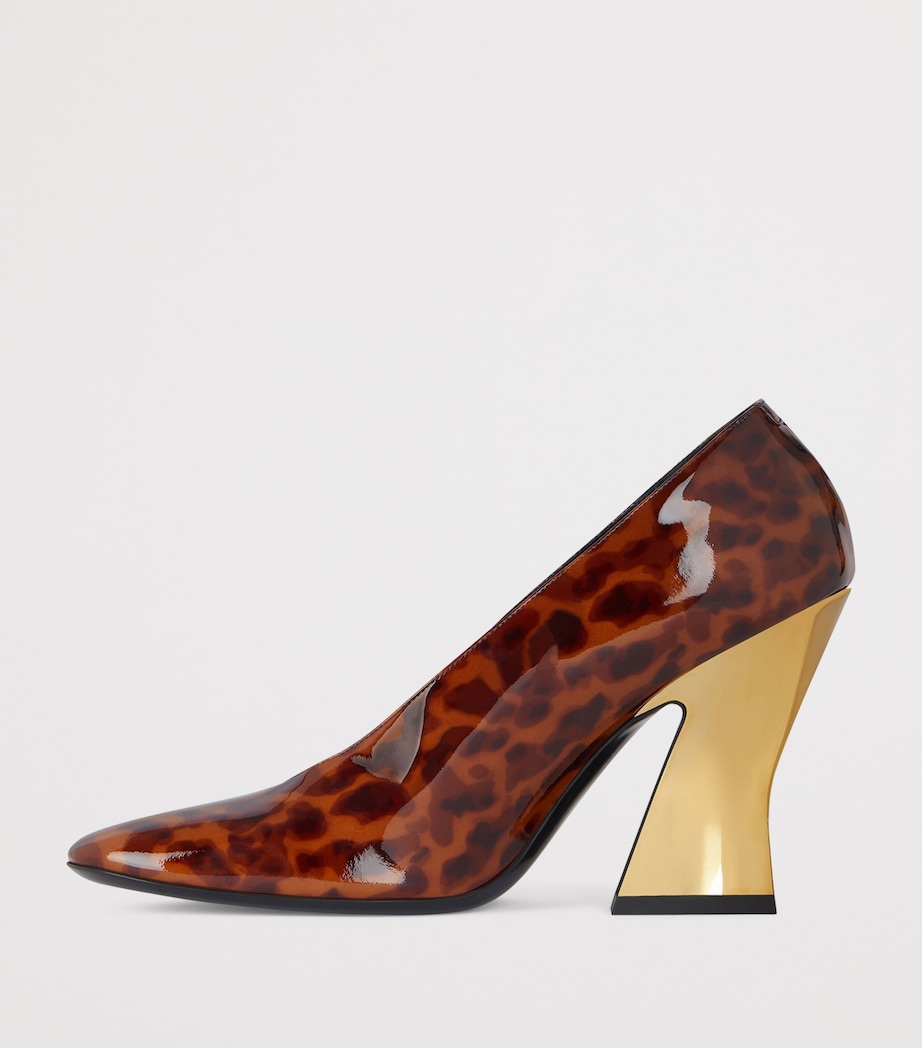 Leather Sculptural Pumps 95 DARK BROWN/BLACK Image 3