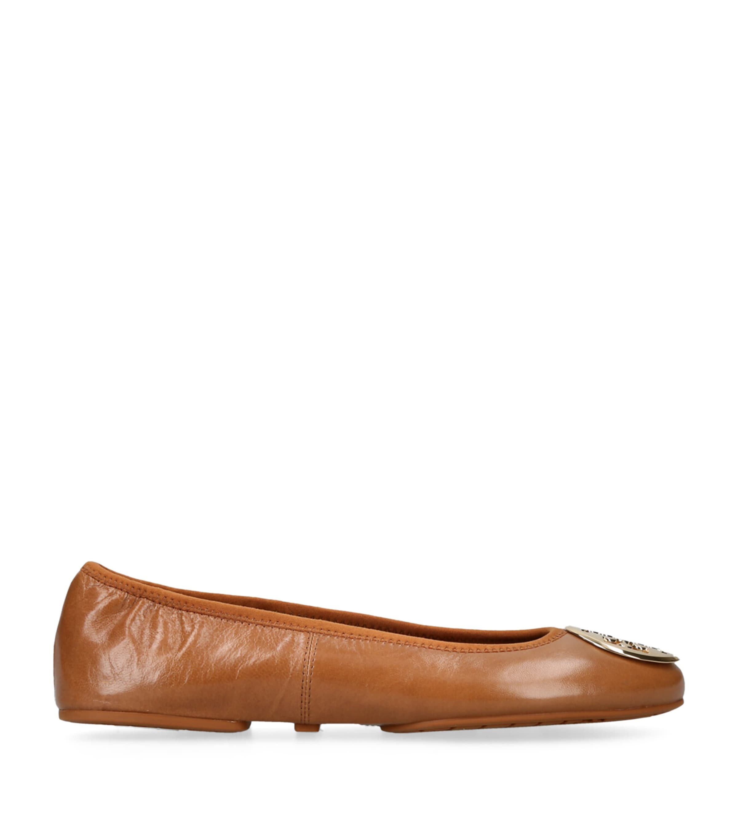 Tory Burch Leather Reva Travel Ballet Flats In Brown