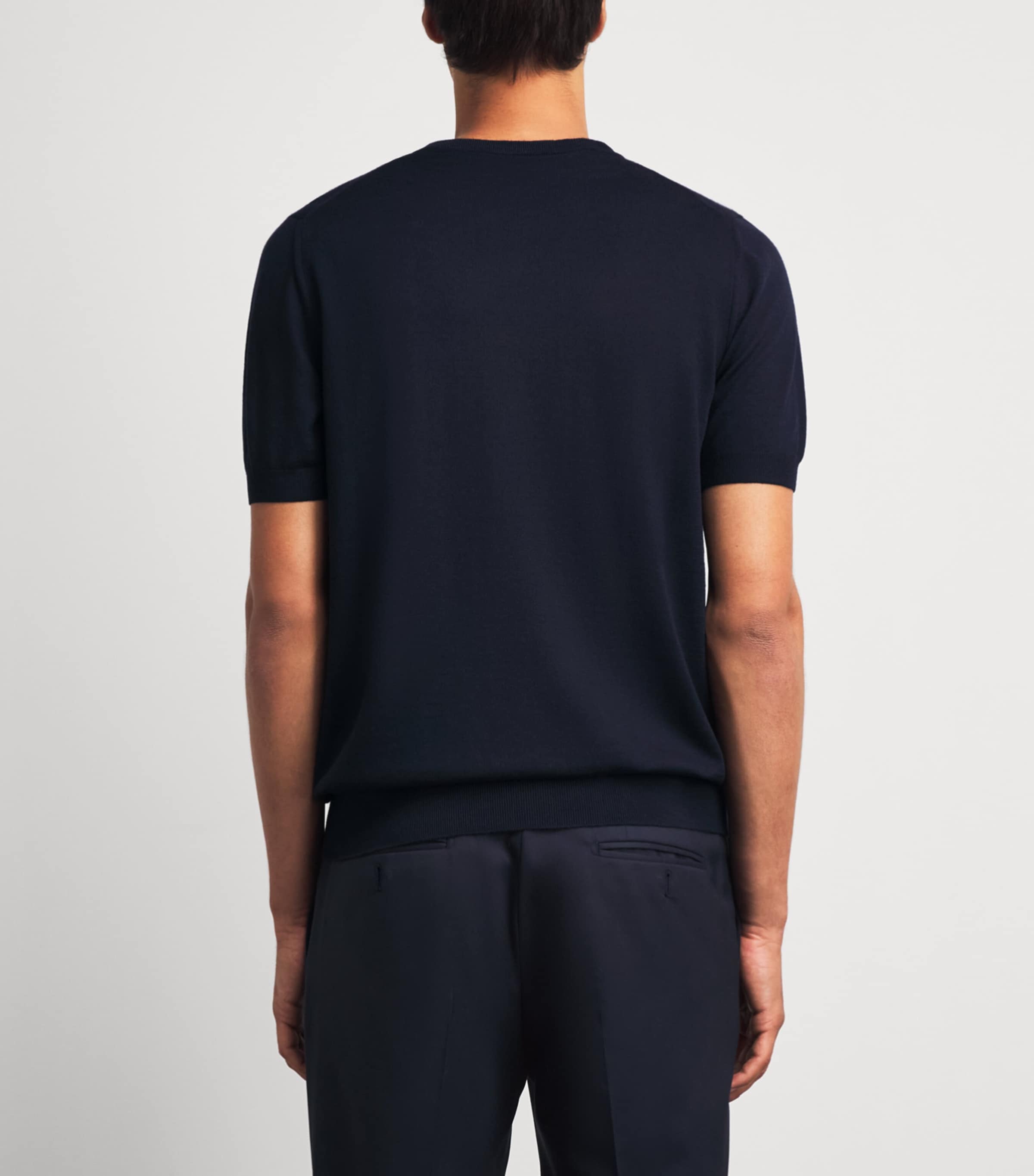 Lardini Mens Virgin Wool Knitted T-Shirt Navy Image 5