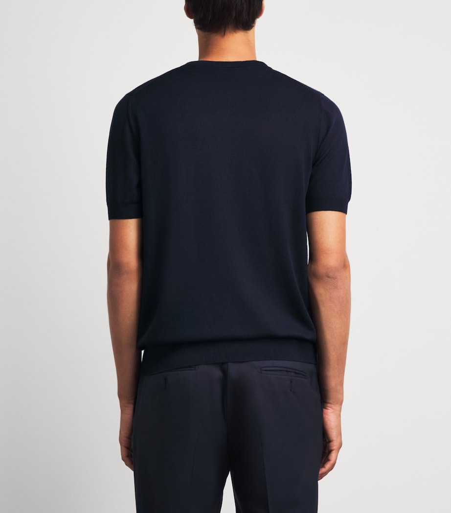 Lardini Mens Virgin Wool Knitted T-Shirt Navy Image 5