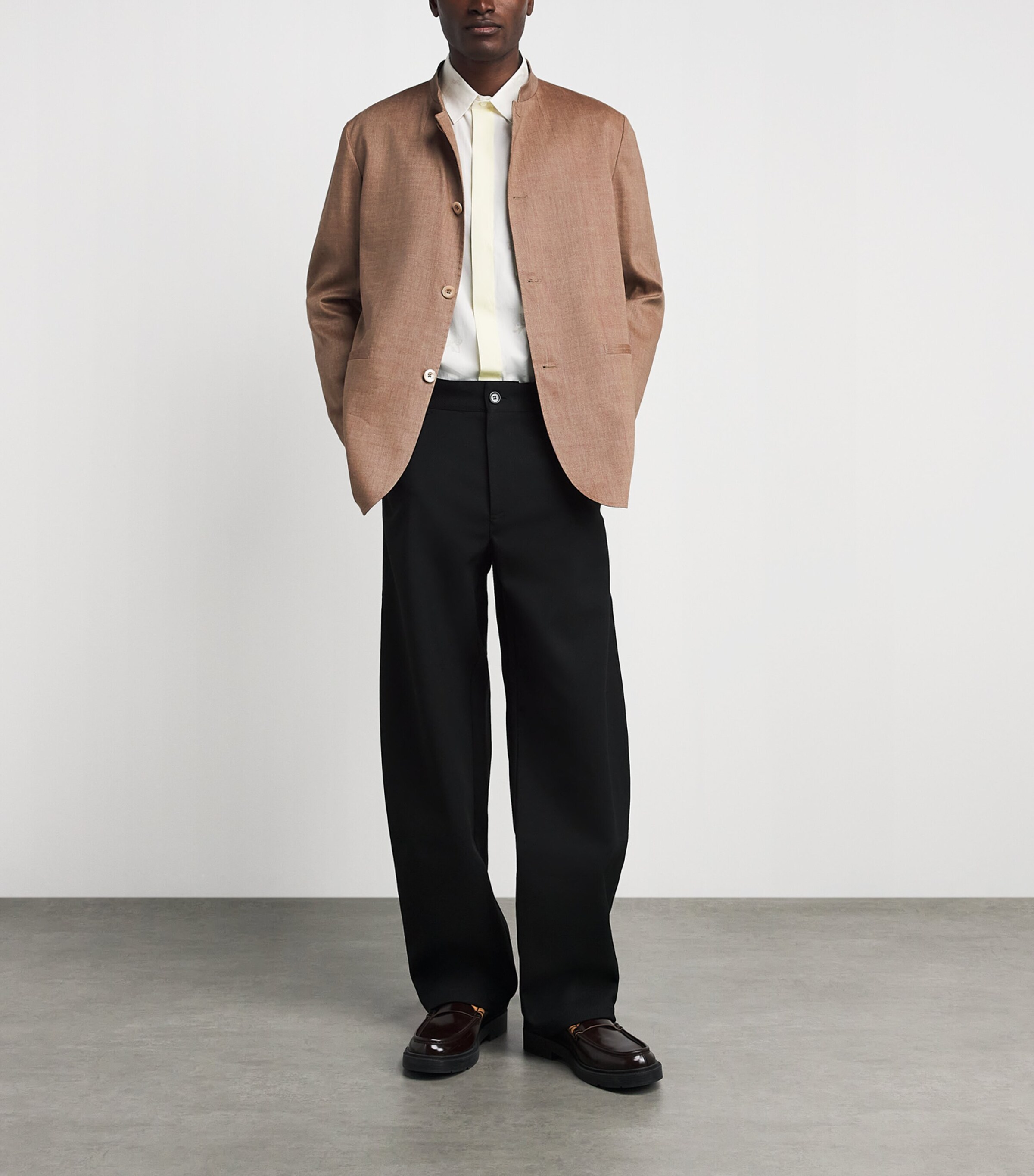 Paul Smith Mens Wool-Linen Stand-Collar Blazer Beige Image 2