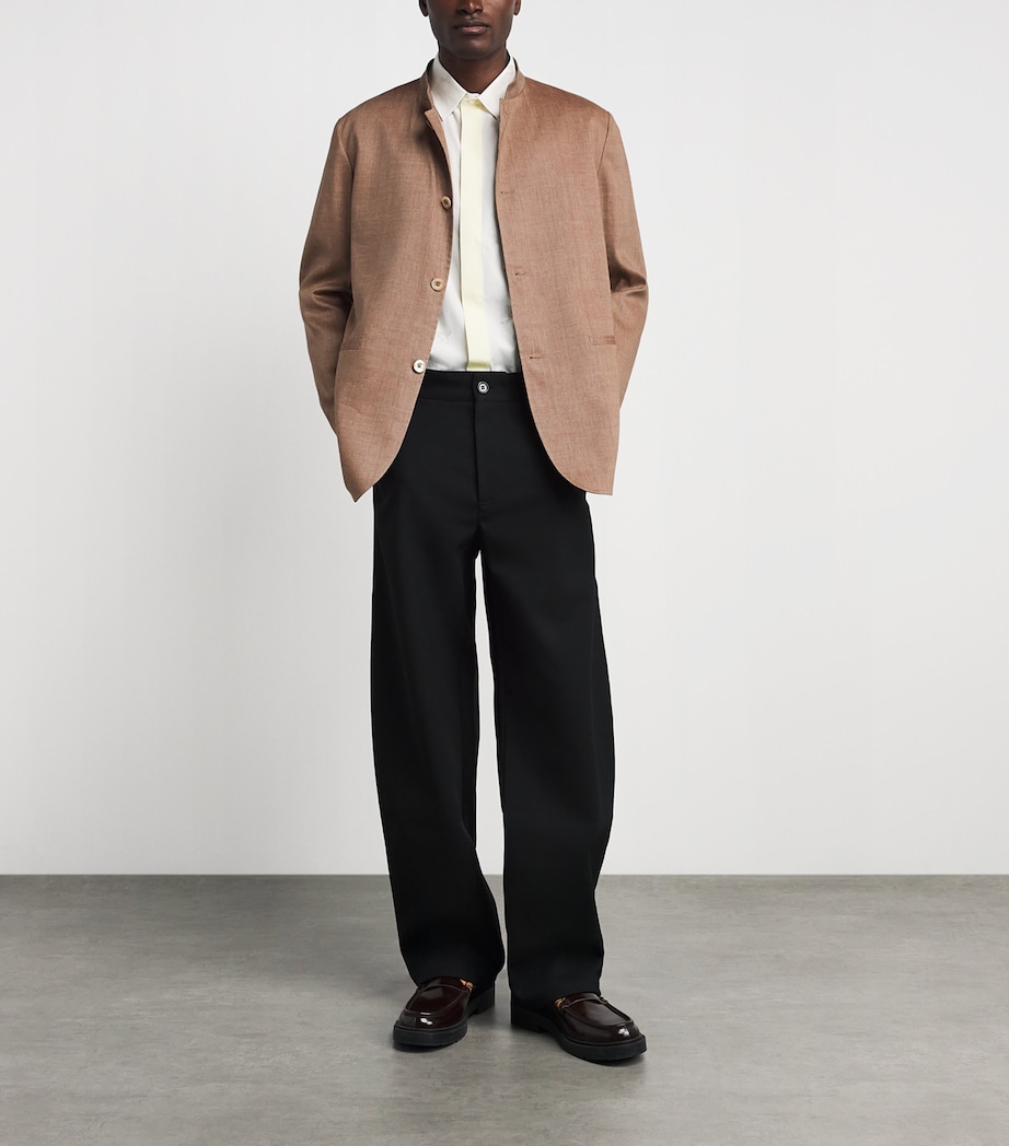 Paul Smith Mens Wool-Linen Stand-Collar Blazer Beige Image 2