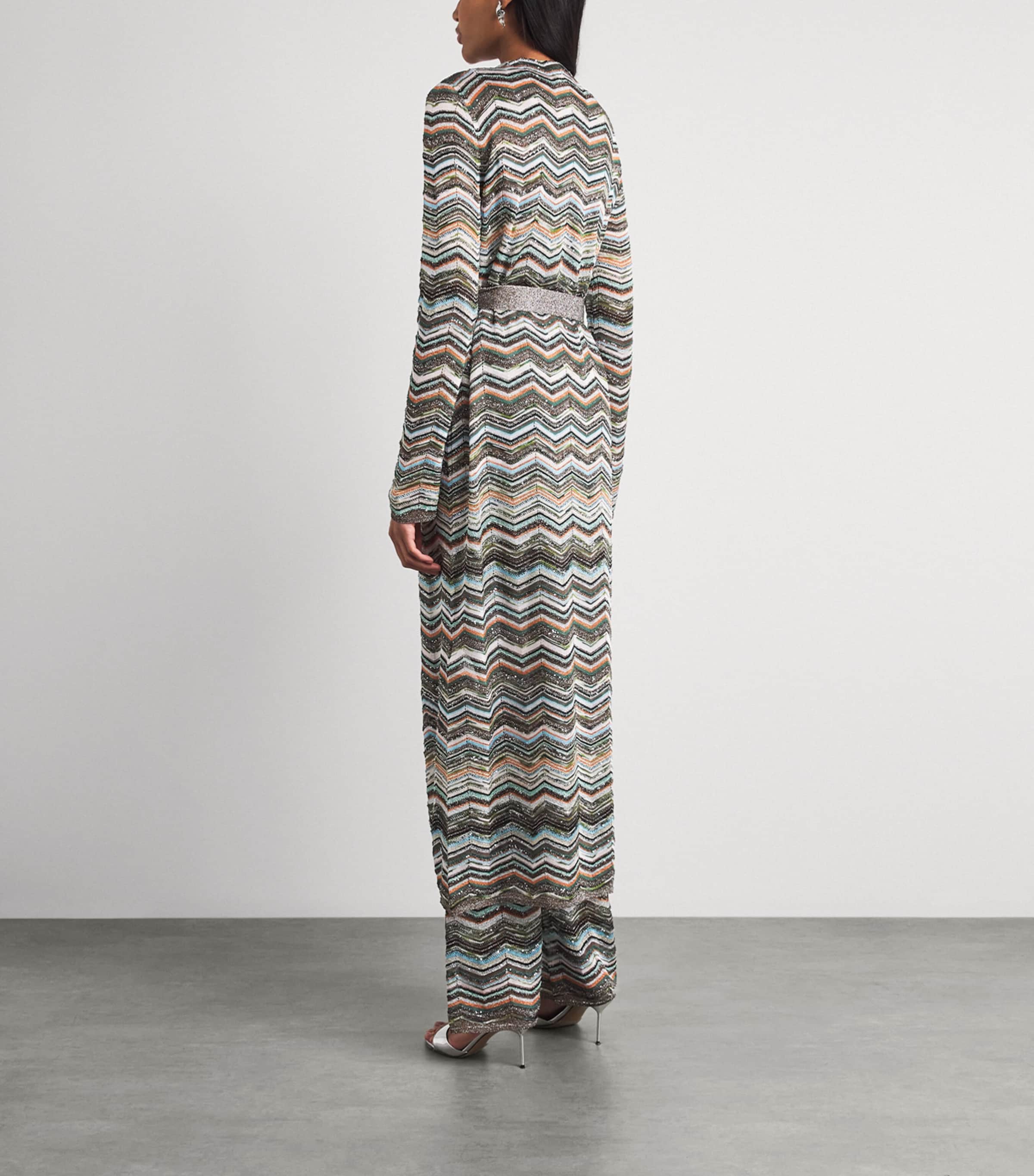Missoni Womens Zigzag Metallic Longline Cardigan Smspo Mltclr W Bk,bn Image 4