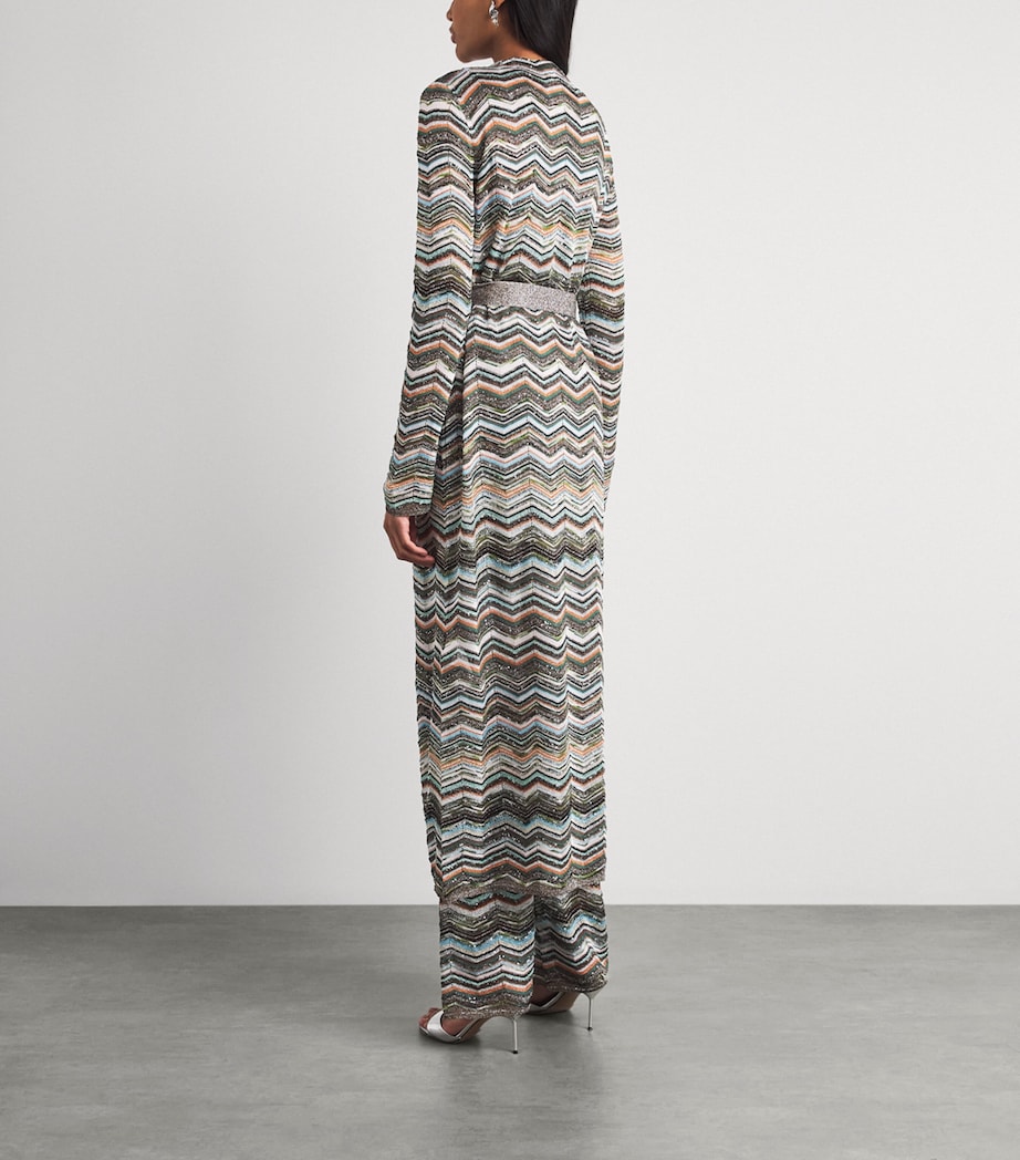 Missoni Womens Zigzag Metallic Longline Cardigan Smspo Mltclr W Bk,bn Image 4