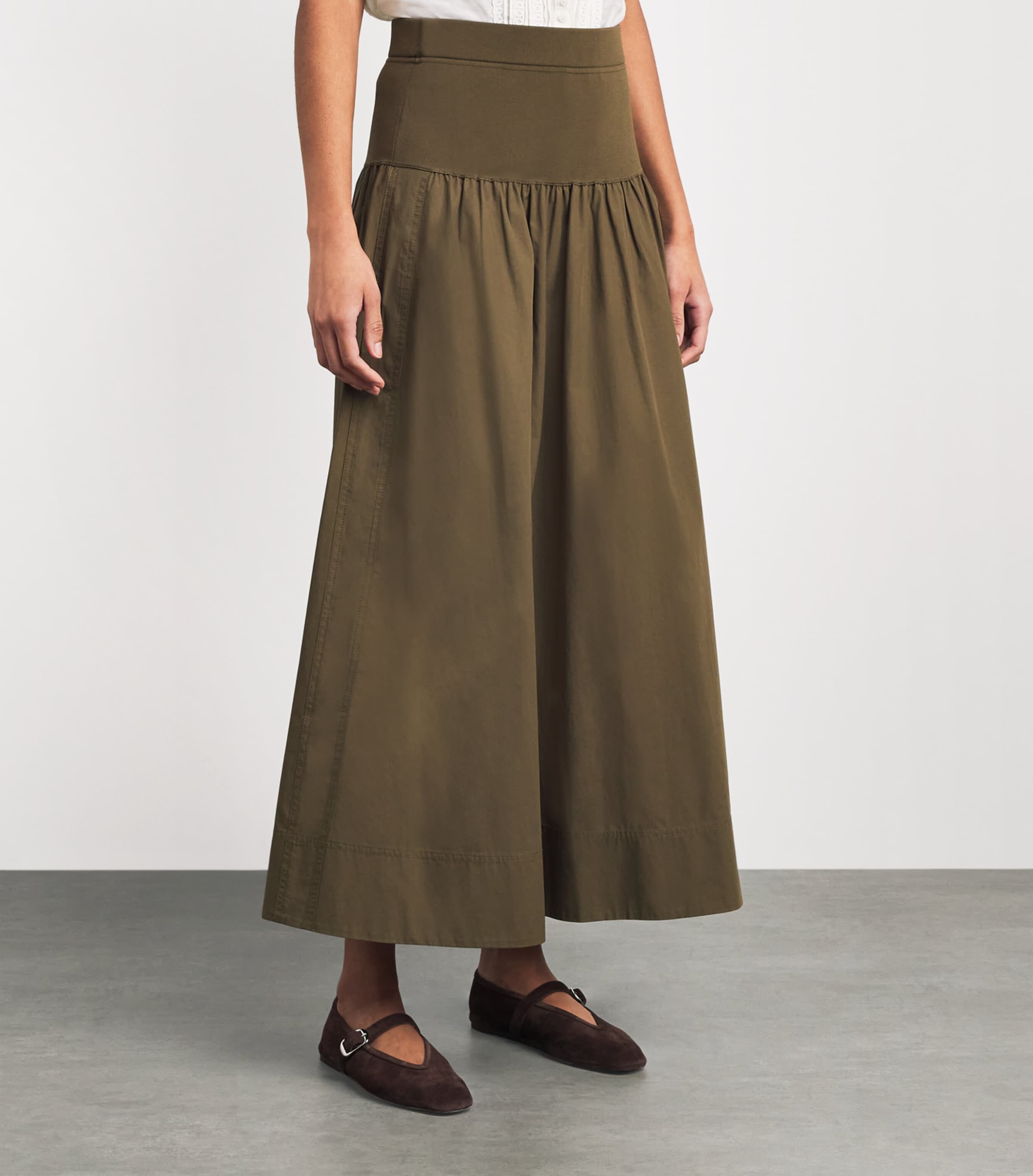 ME+EM Womens Mixed Media Maxi Skirt Olive Green Image 4