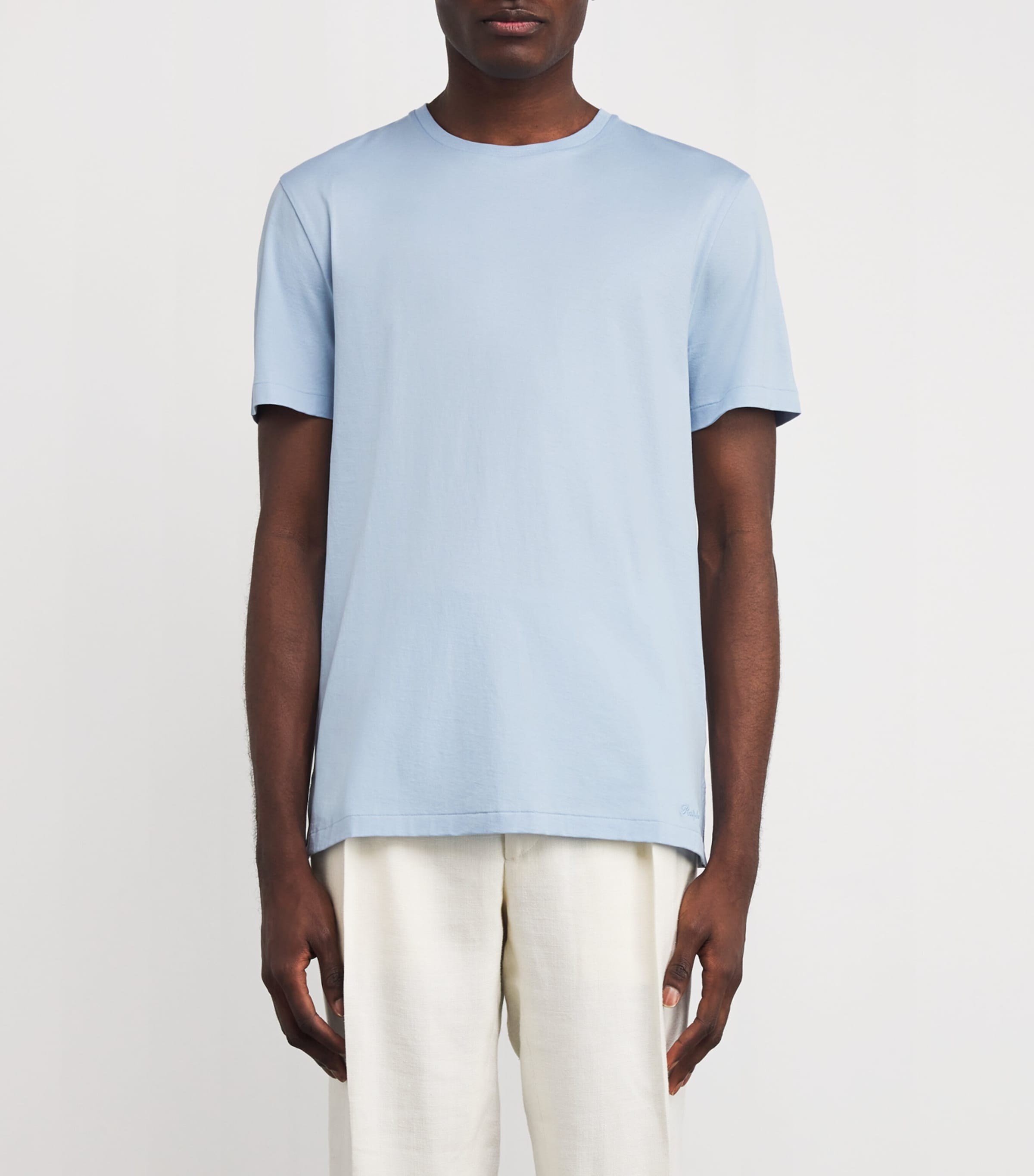 Ralph Lauren Purple Label Mens Cotton T-Shirt Chambray Blue Image 3