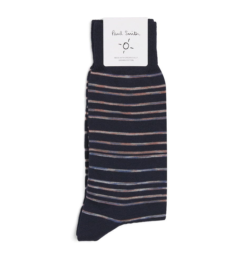 Cotton-Blend Kew Stripe Socks BLUE Image 1