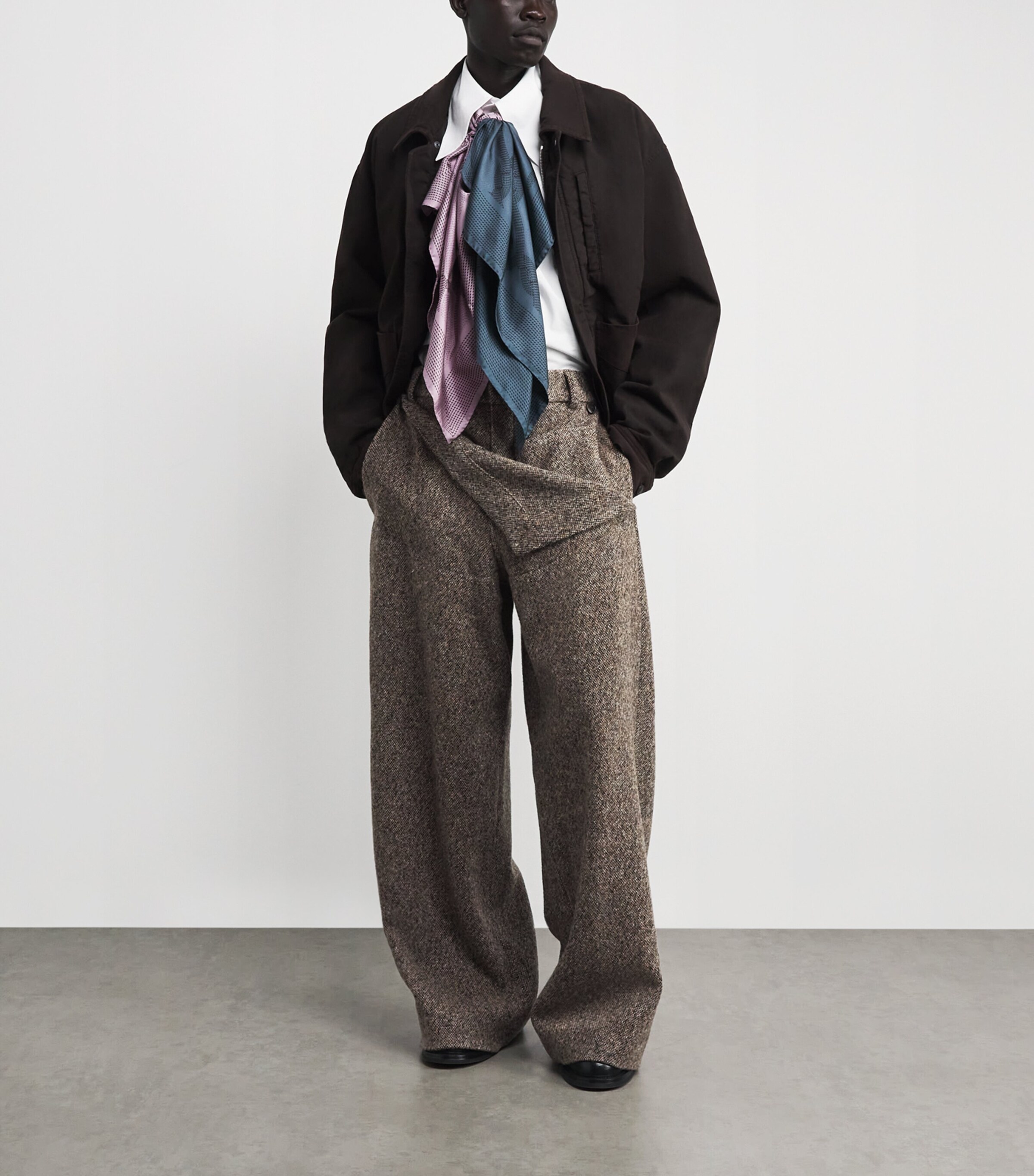 Wool Fold-Over Wide-Leg Trousers RUST Image 2