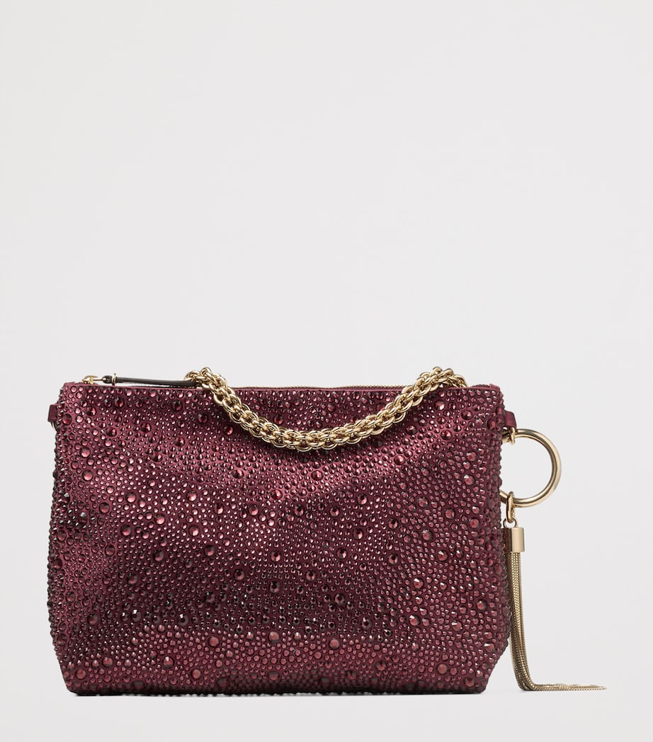 Callie Crystal-Embellished Satin Clutch Bag DEEP MERLOT/LIGHT GO Image 4