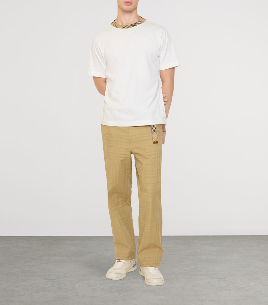 Burberry Mens Cotton Check Trousers Sandstorm Beige Chk Image 2