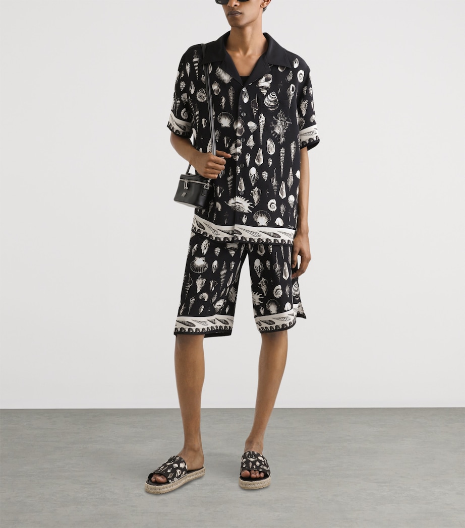 Silk Seashell Print Shorts HN5PI-CONCHIGLI Image 3