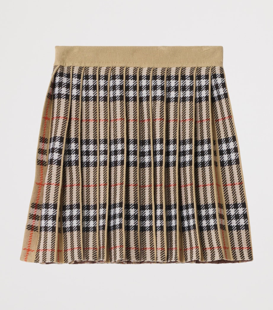 Wool-Blend Check Pleated Skirt (3-12 Years) SAND IP CHECK Image 2