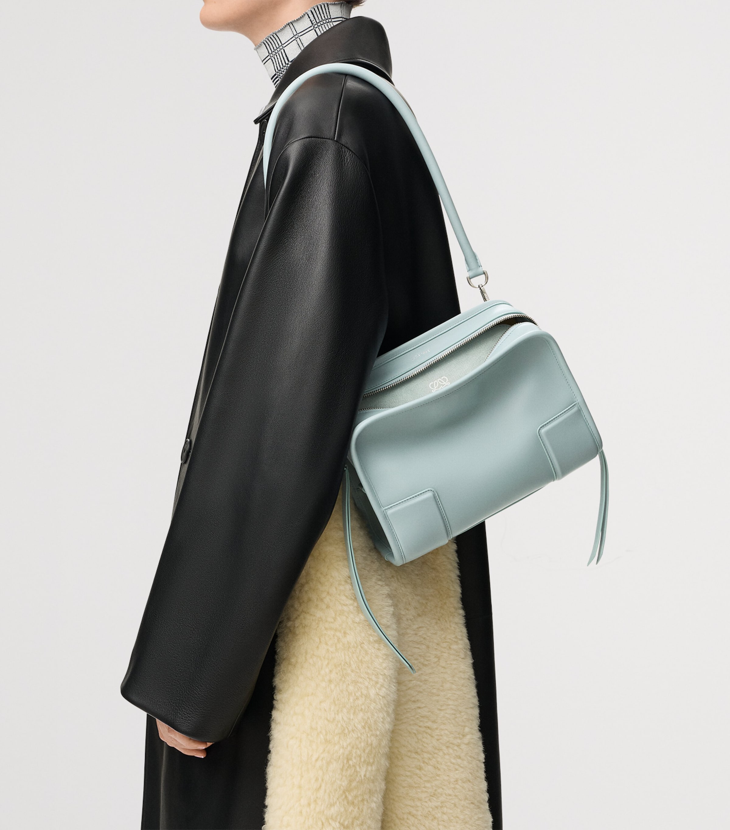 LOEWE Small Leather Amazona 180 Top-Handle Bag Mineral Mist Image 10
