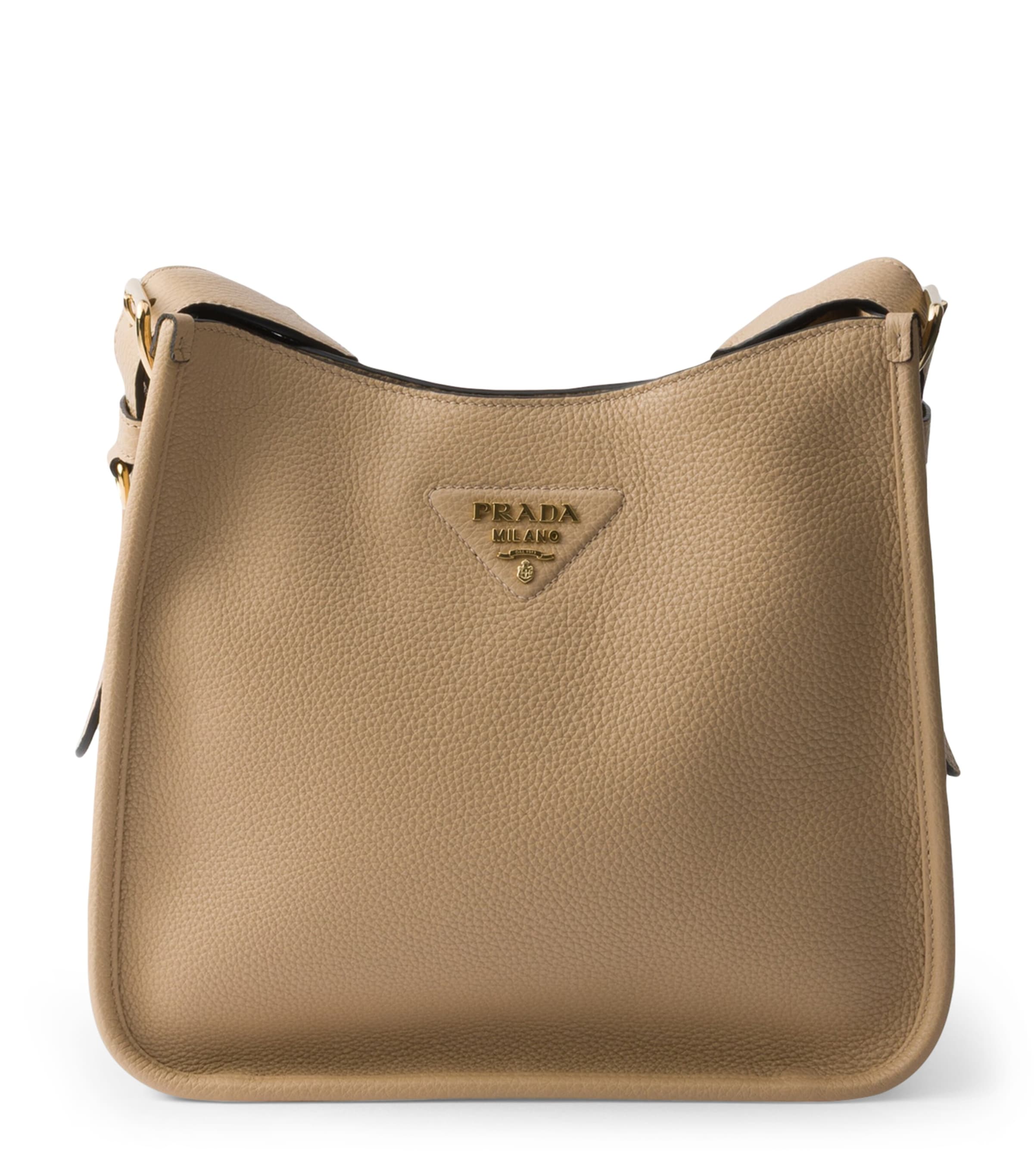 Prada Medium Leather Shoulder Bag Neutral Image 1