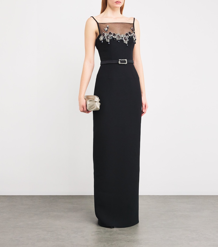 Safiyaa Womens Crystal-Embellished Pelin Dress Black With Gunmetal Image 2