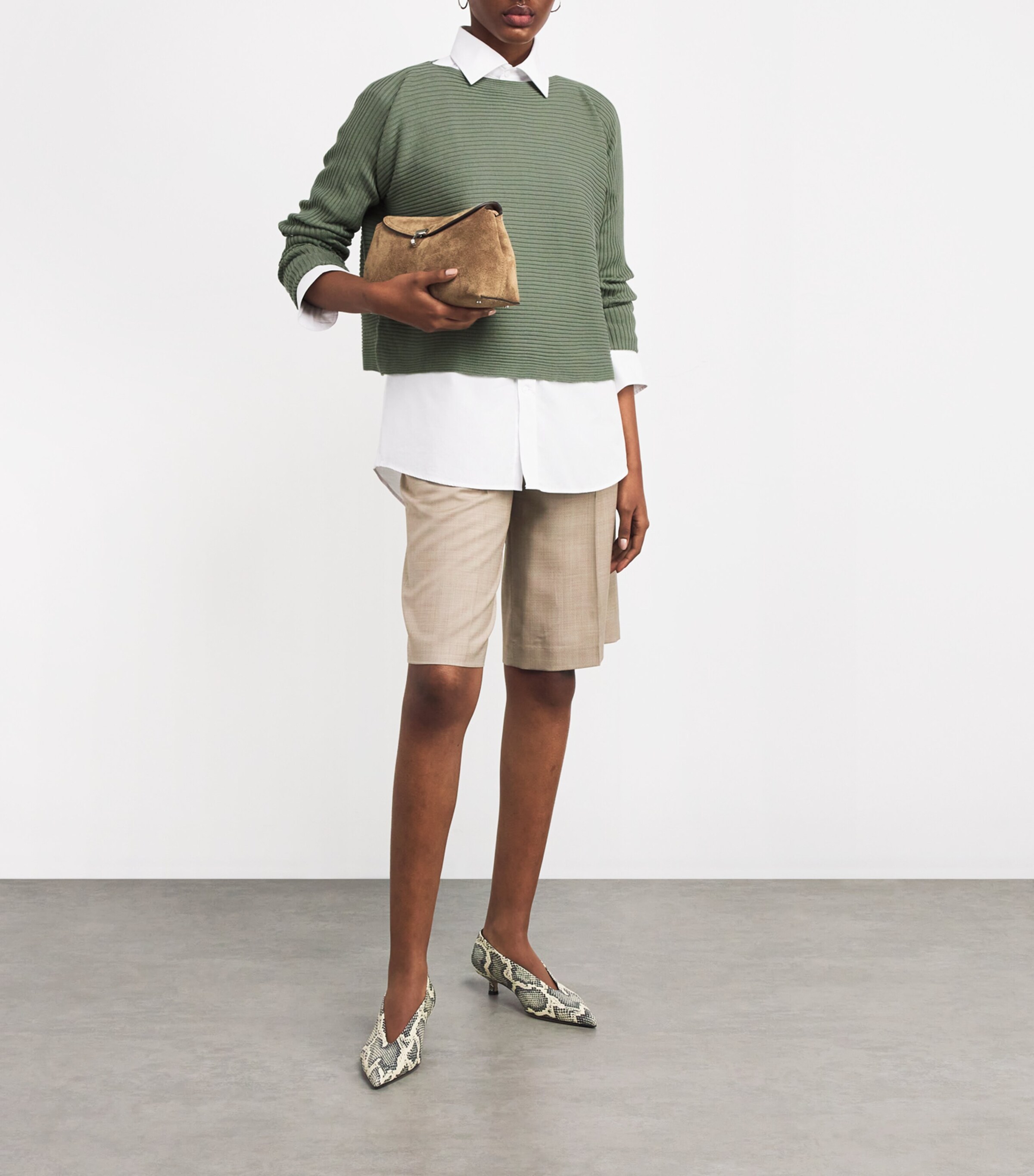 Cotton-Blend Boat-Neck Sweater GREEN Image 2