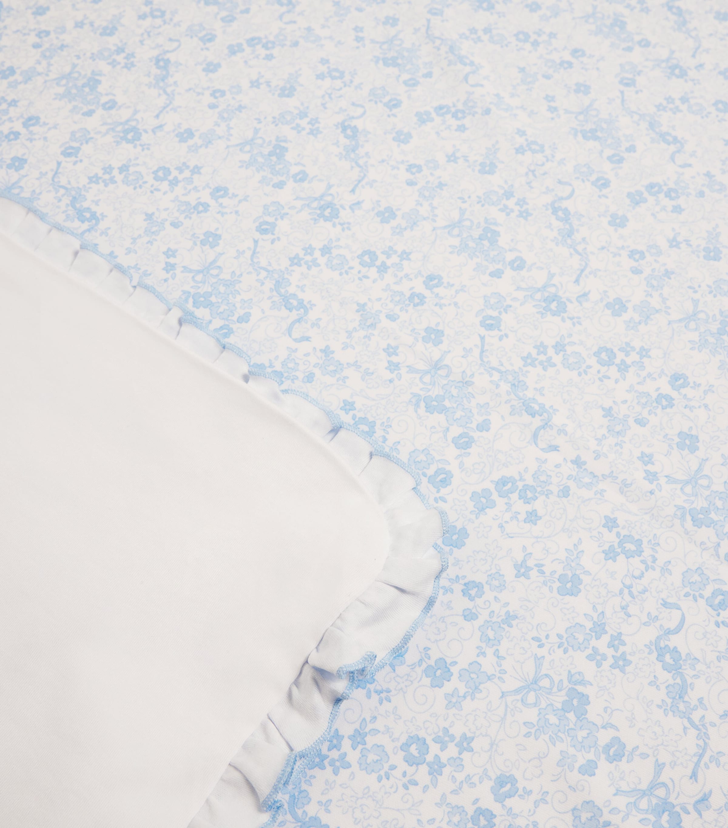 Cotton Old English Roses Blanket (73cm x 73cm) K480LIGHT BLUE Image 3