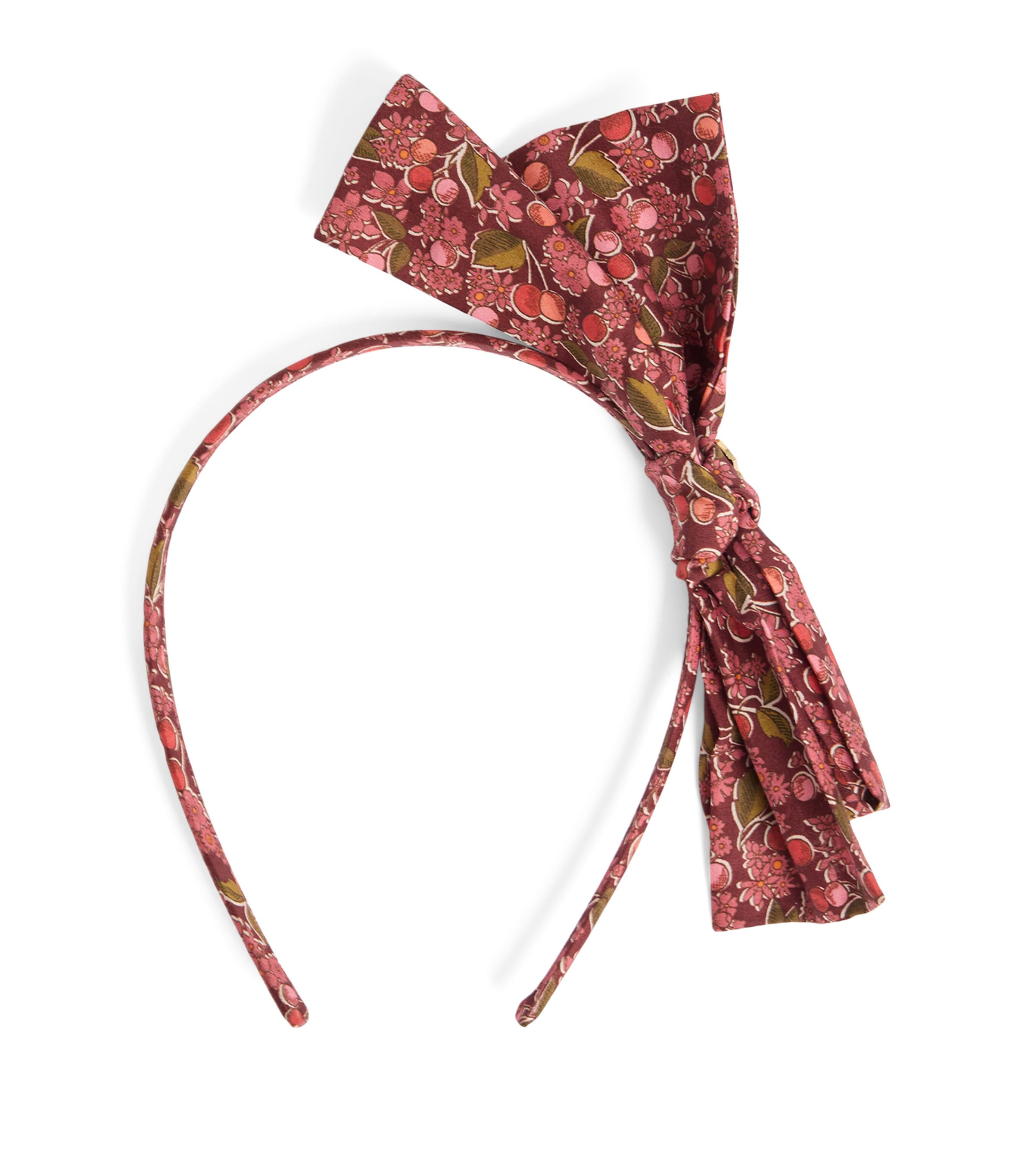 Bonpoint Jin Cherry-print Bow Headband In Brown