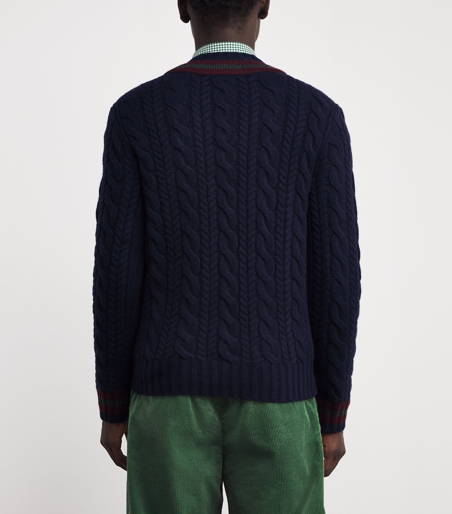 Wool-Cashmere V-Neck Sweater BLUE Image 4
