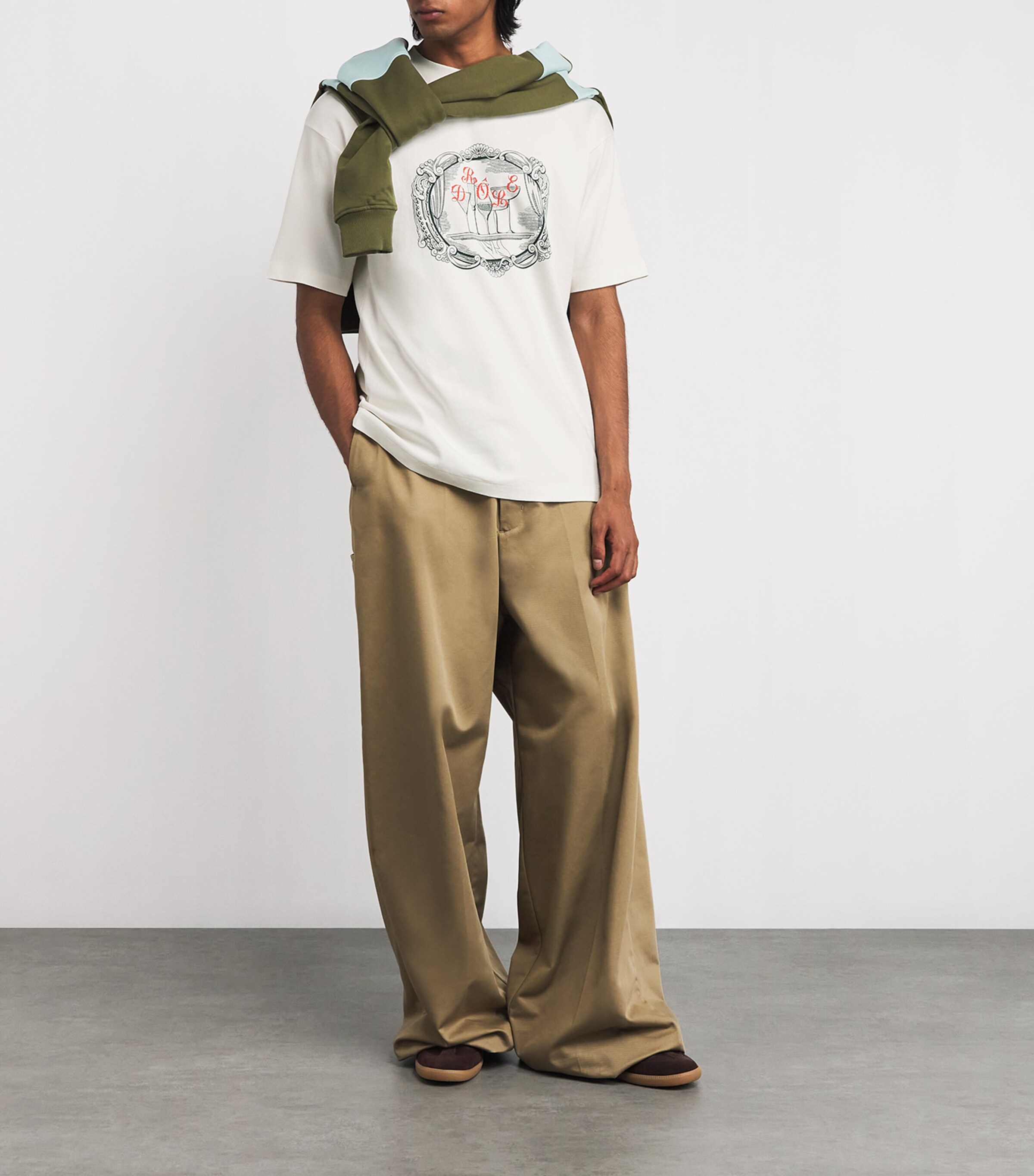 Drôle De Monsieur Mens Cotton Plateau Print T-Shirt Ow / Off White Image 2
