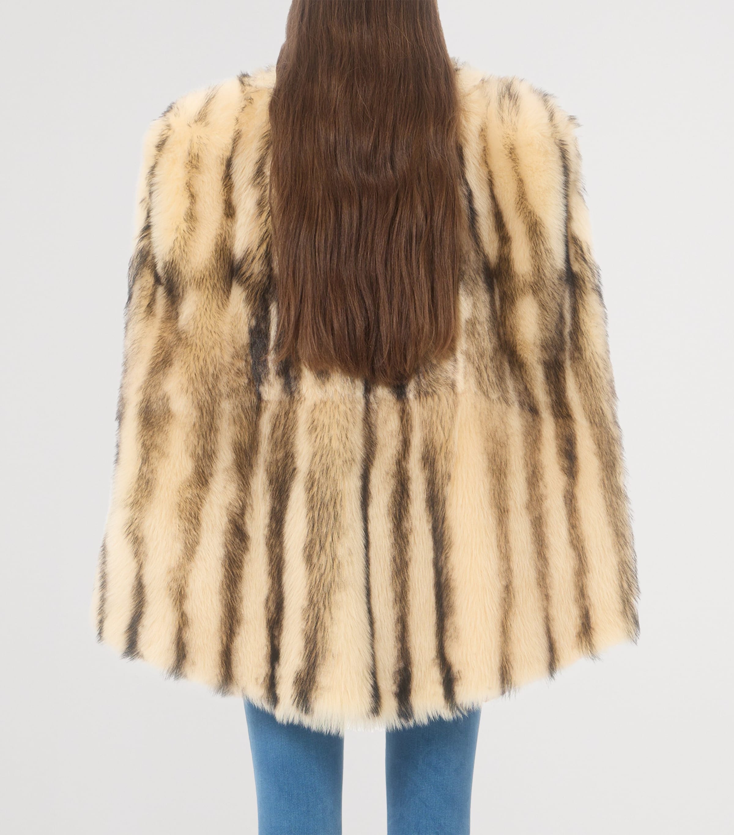 Valentino Womens Fur Striped Oversized Cape Image 5