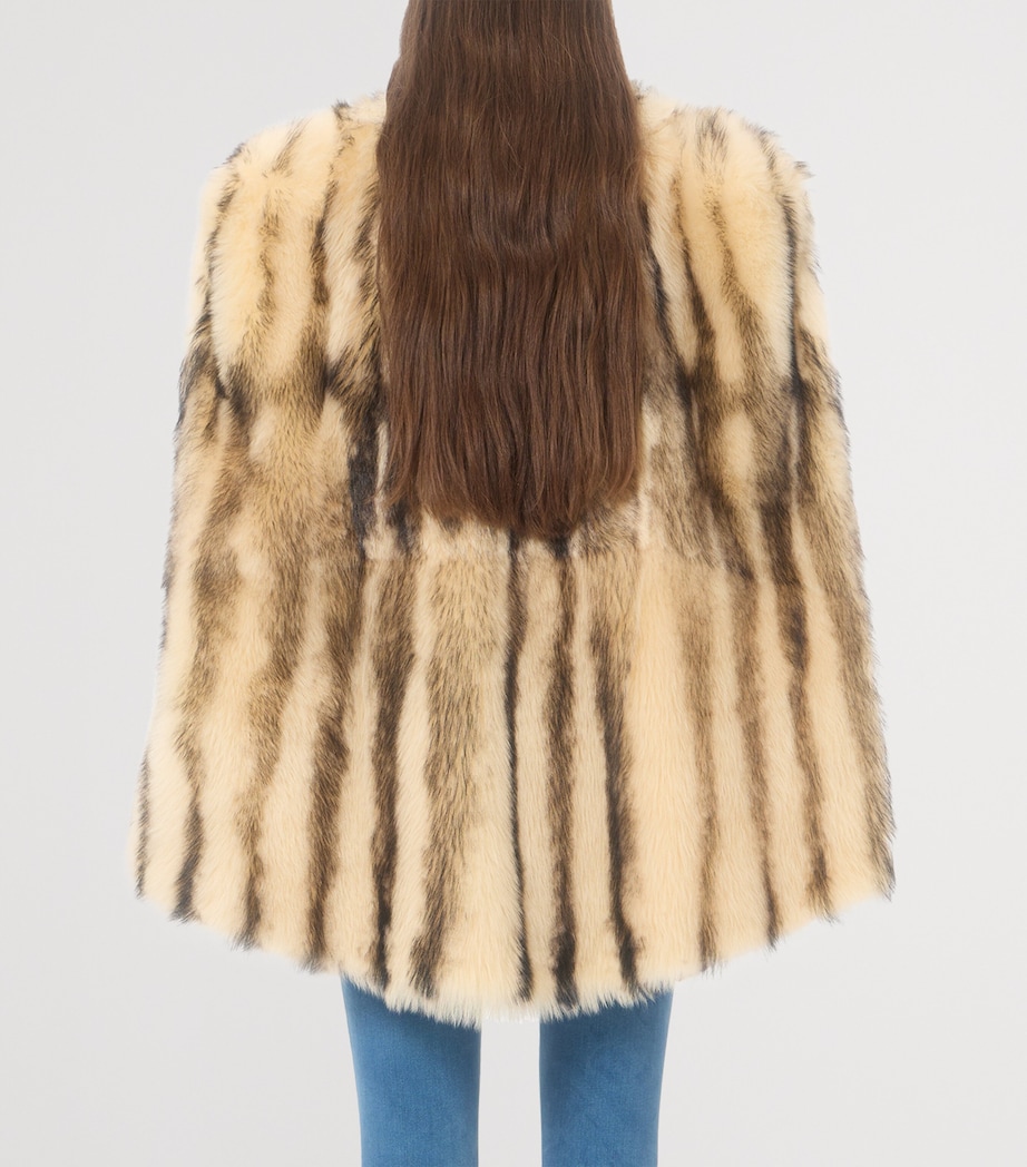 Valentino Womens Fur Striped Oversized Cape Image 5