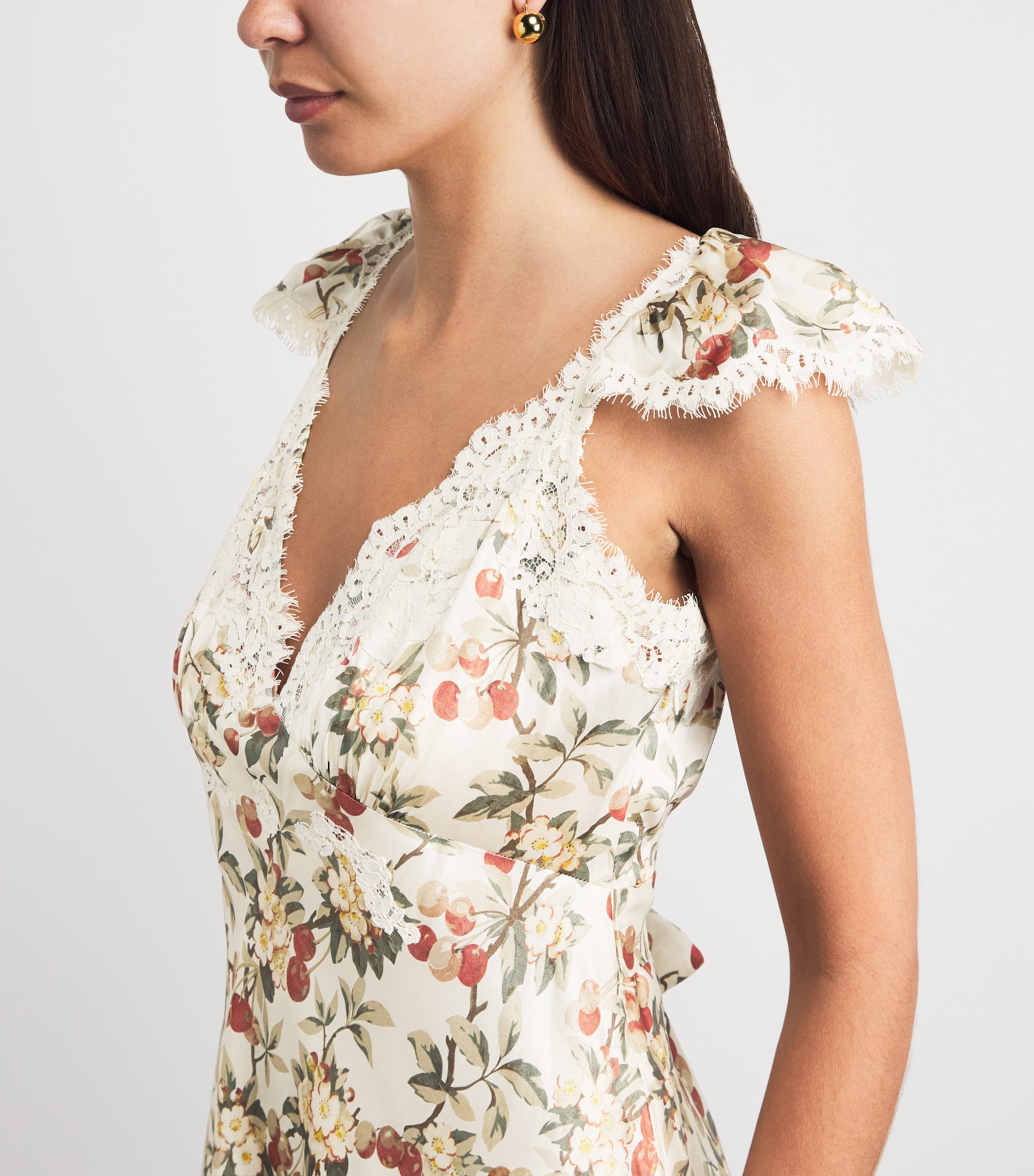 DÔEN Womens Silk Fiona Midi Dress Cerise Et Fleur Image 3