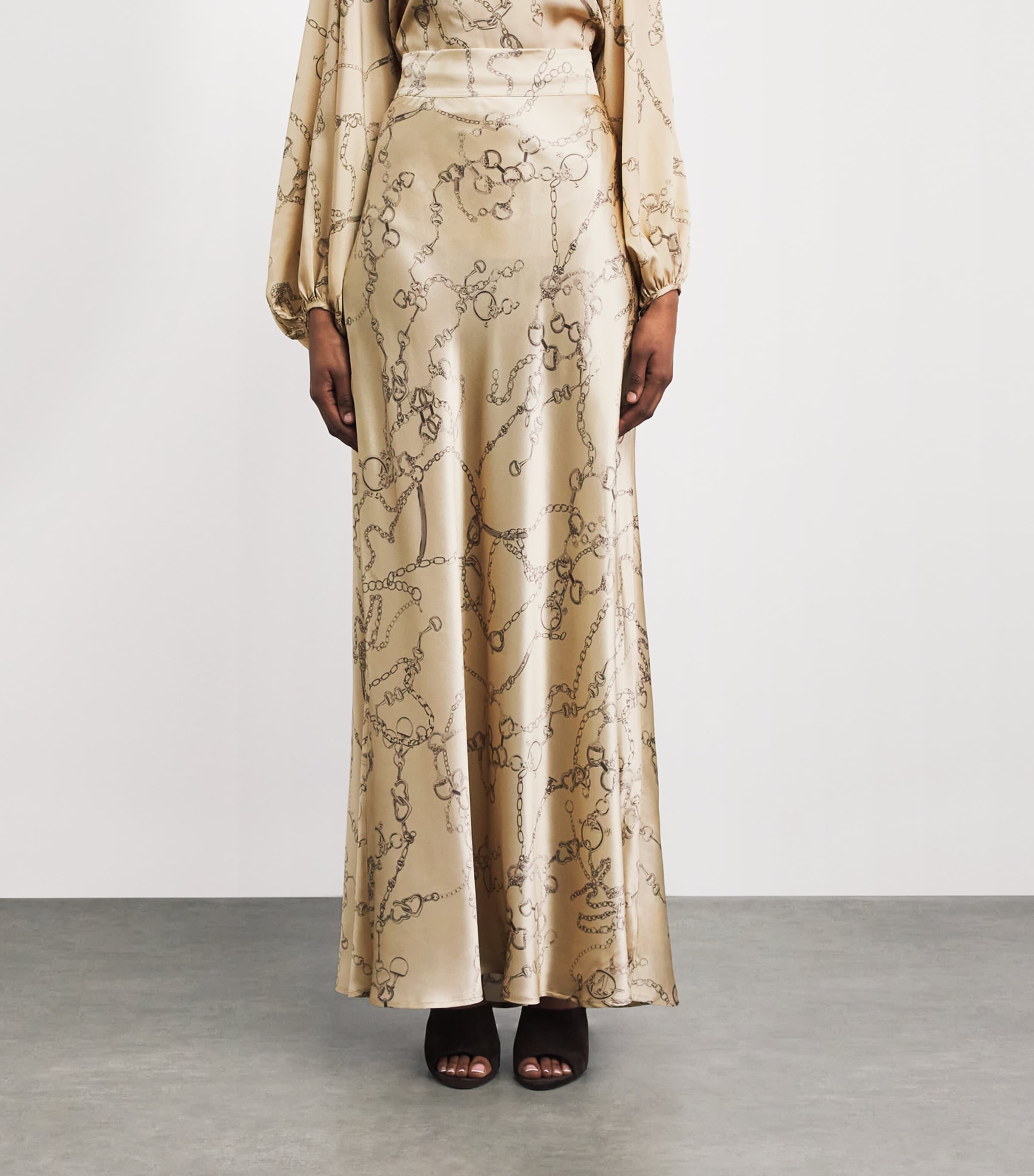 L'Agence Womens Silk Ryker Maxi Skirt Gbuu Mcdmia Hrt Chn Image 4